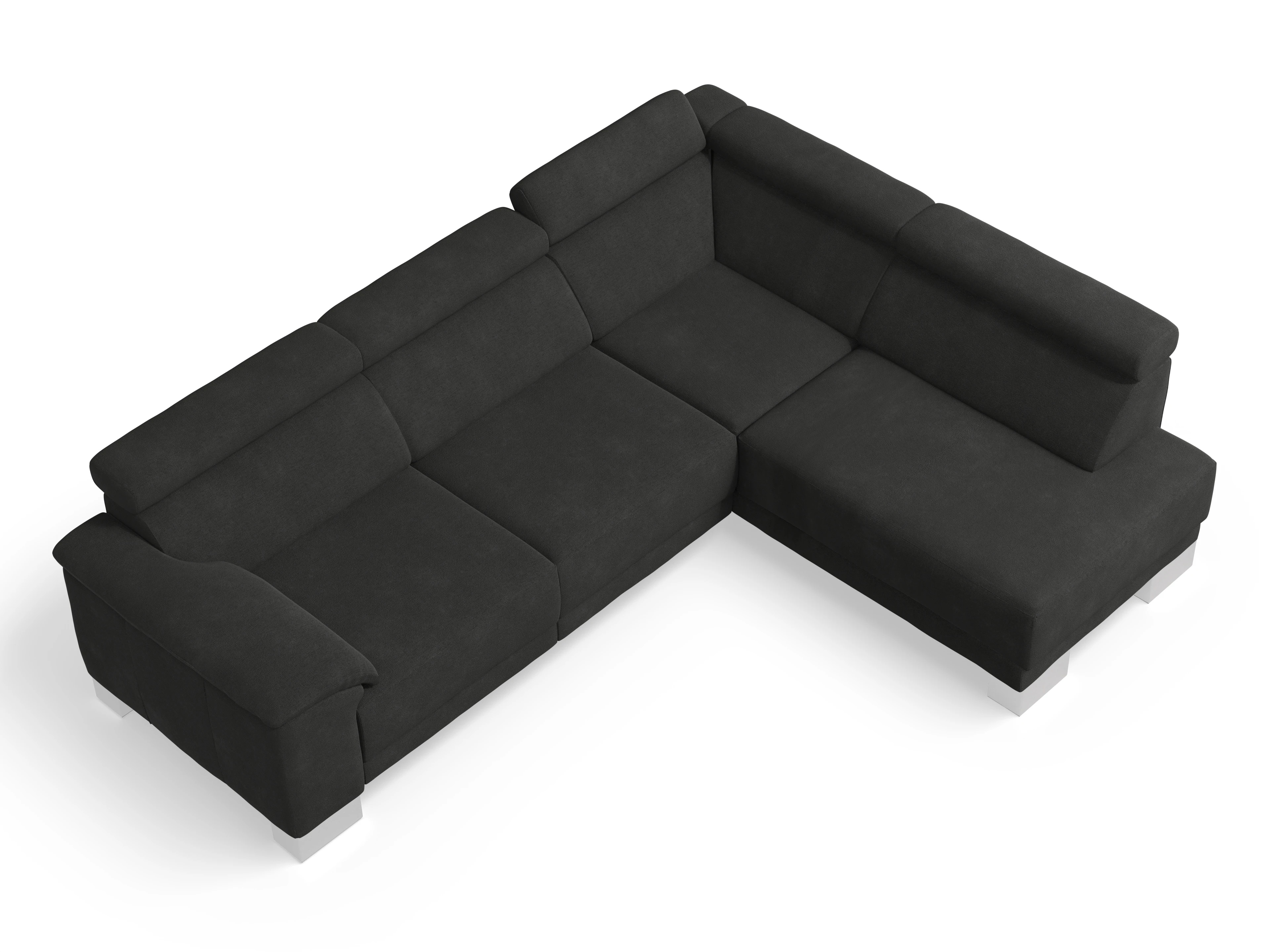 Ansicht des Produktes Antonio Ecksofa rechts Abschluss offen in Stoff Schwarz