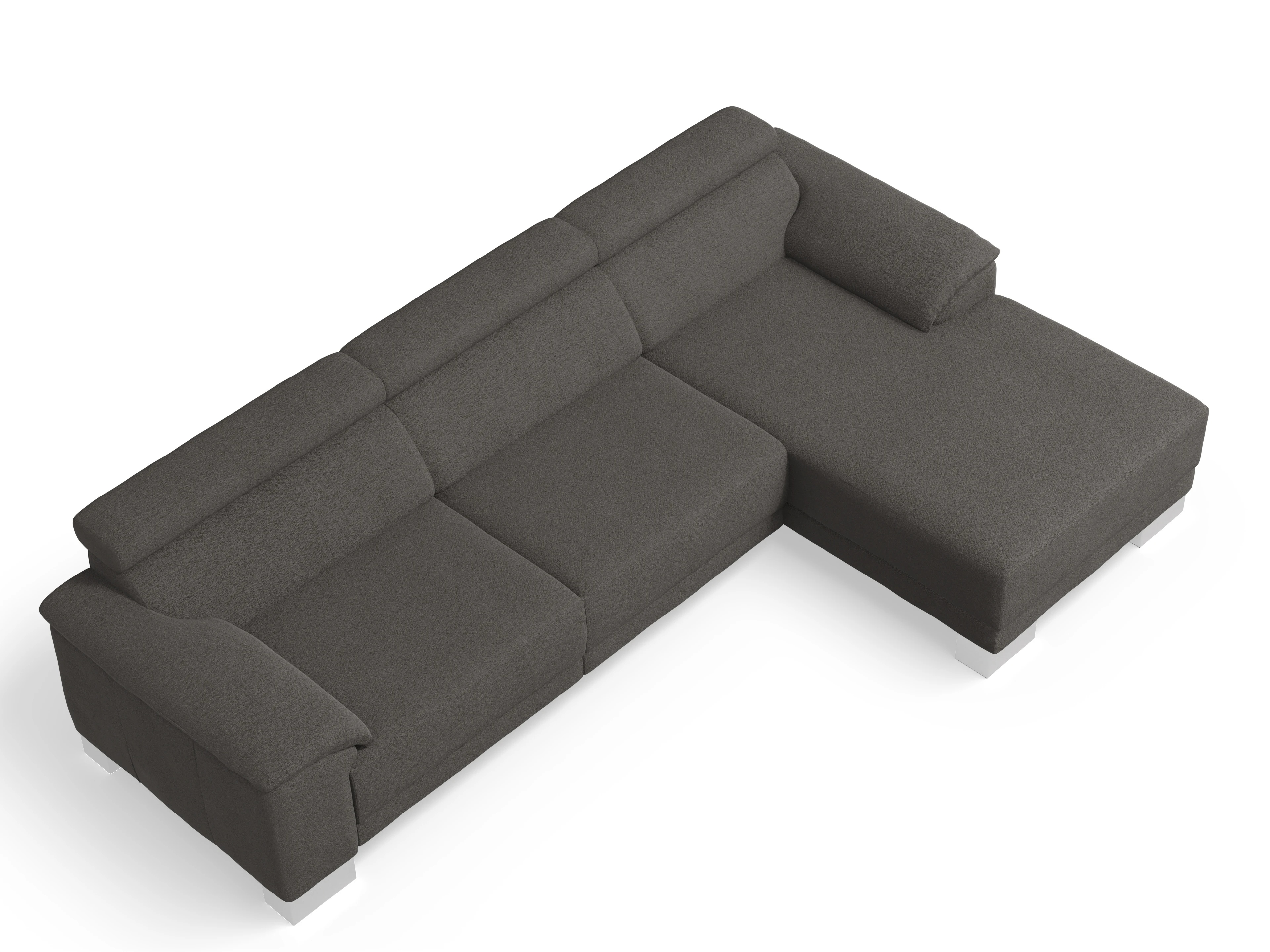 Antonio Ecksofa LO Large R Ansicht des Produktes Antonio Ecksofa rechts Abschluss offen in Stoff Grau