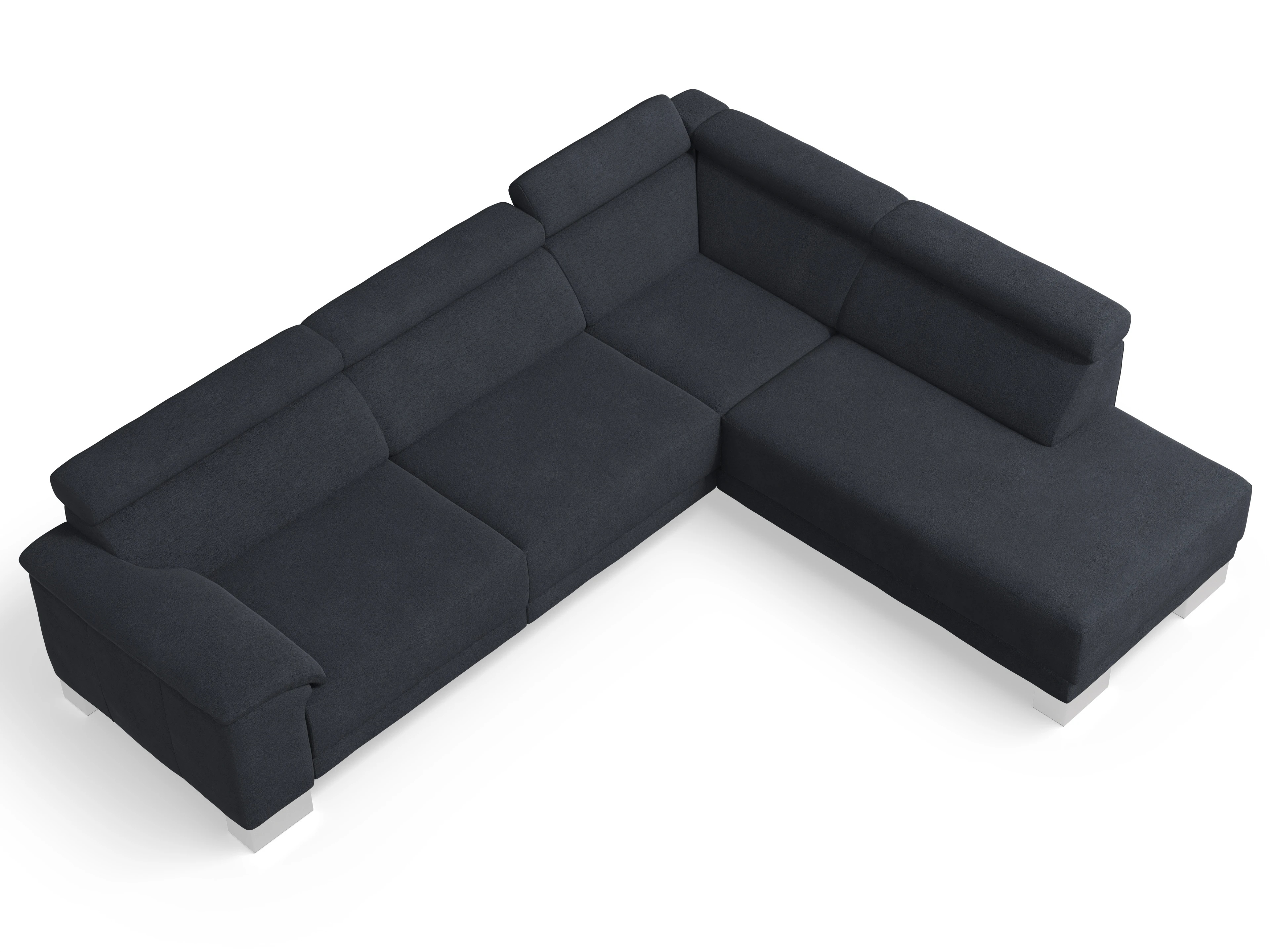 Antonio Ecksofa UM Large Plus R Ansicht des Produktes Antonio Ecksofa rechts Abschluss offen in Stoff Blau