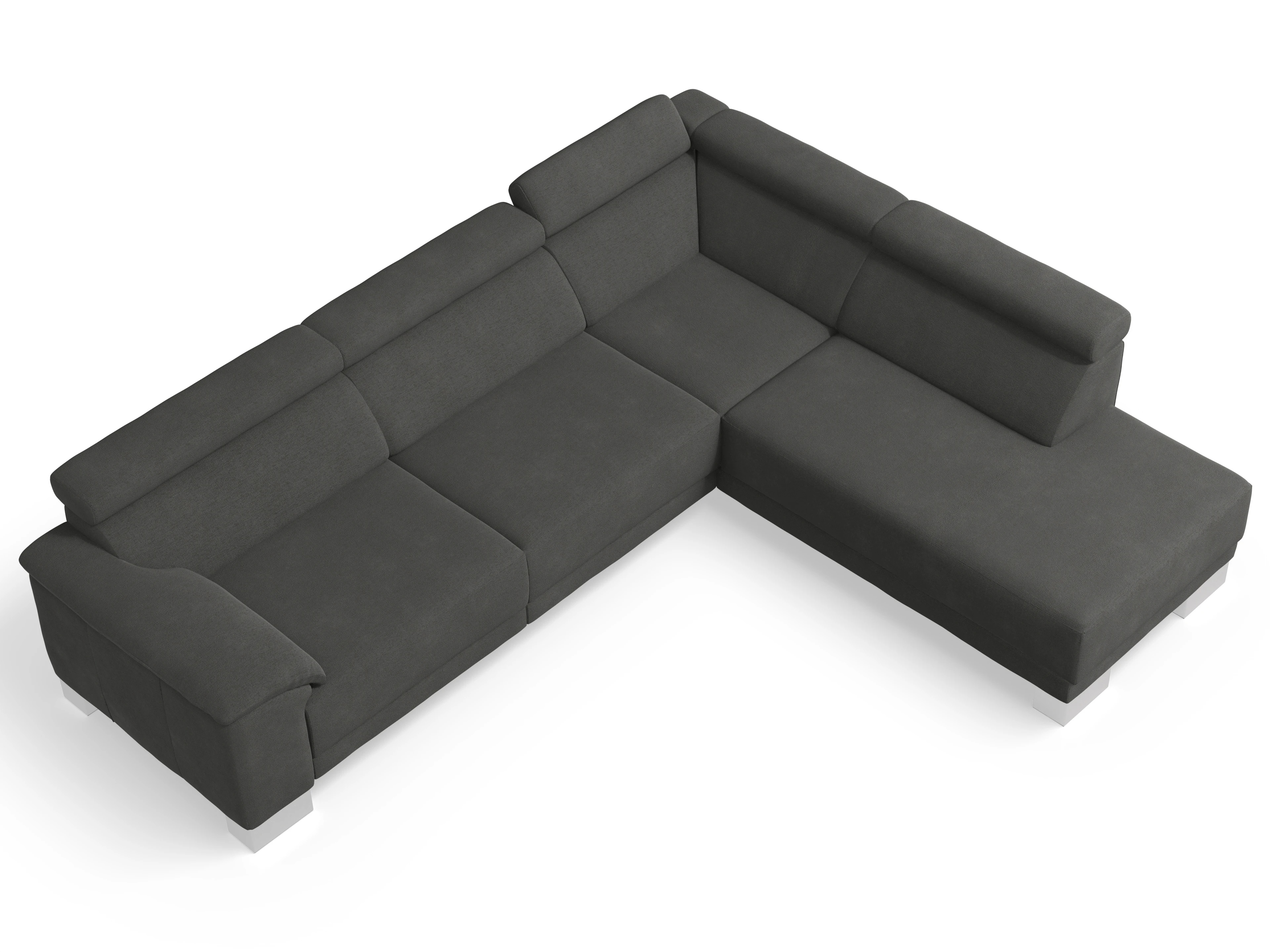 Ansicht des Produktes Antonio Ecksofa rechts Abschluss offen in Stoff Grau