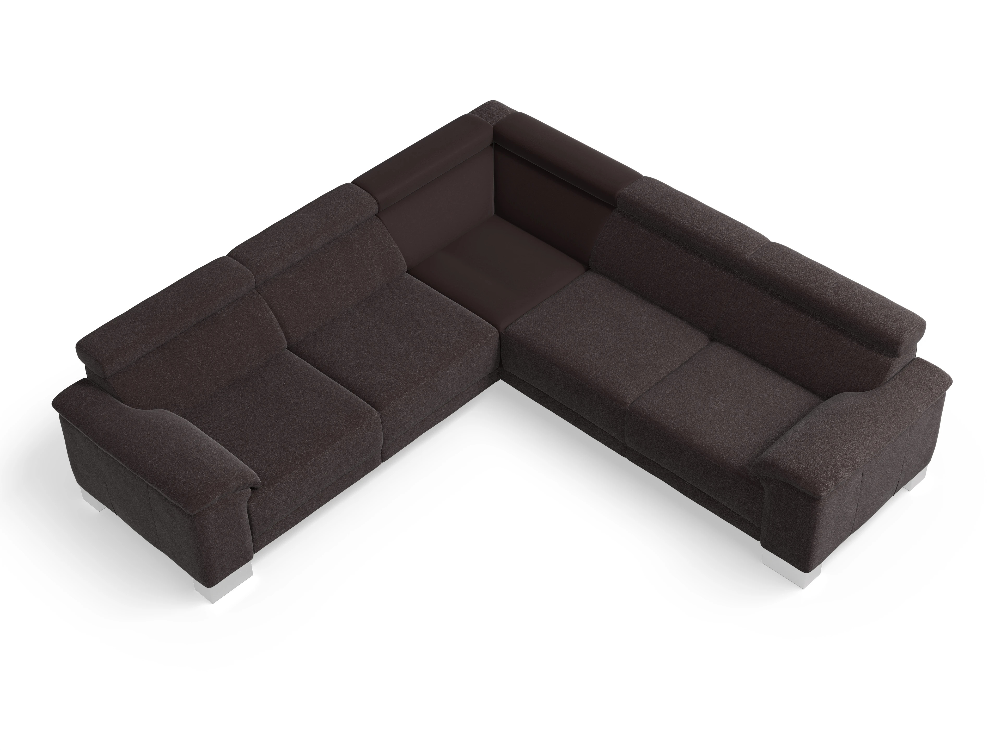 Ansicht des Produktes Antonio Ecksofa gleichschenklig in Stoff Braun