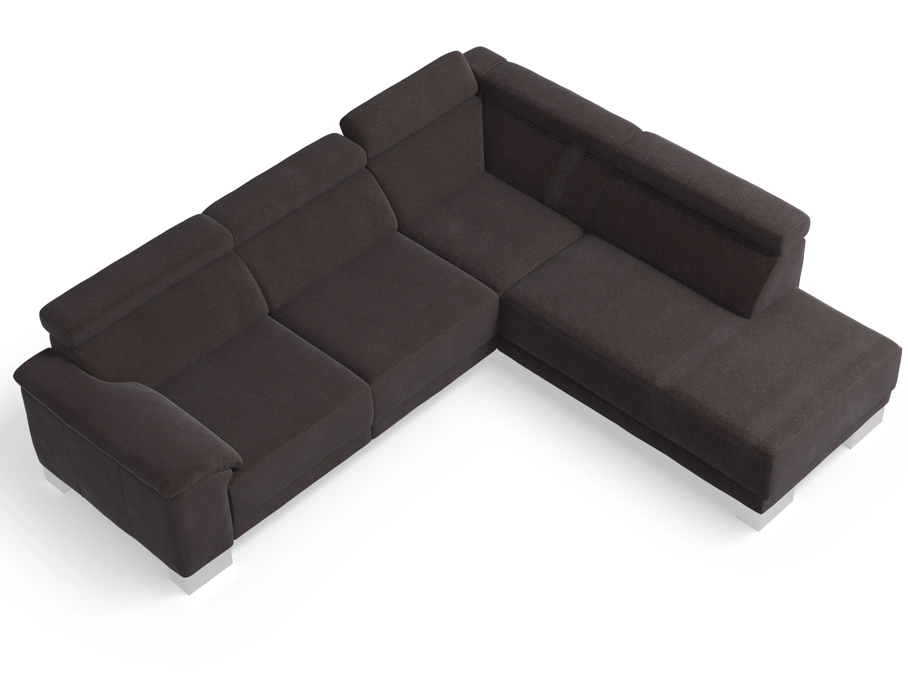 Ansicht des Produktes Antonio Ecksofa rechts Abschluss offen in Stoff Braun