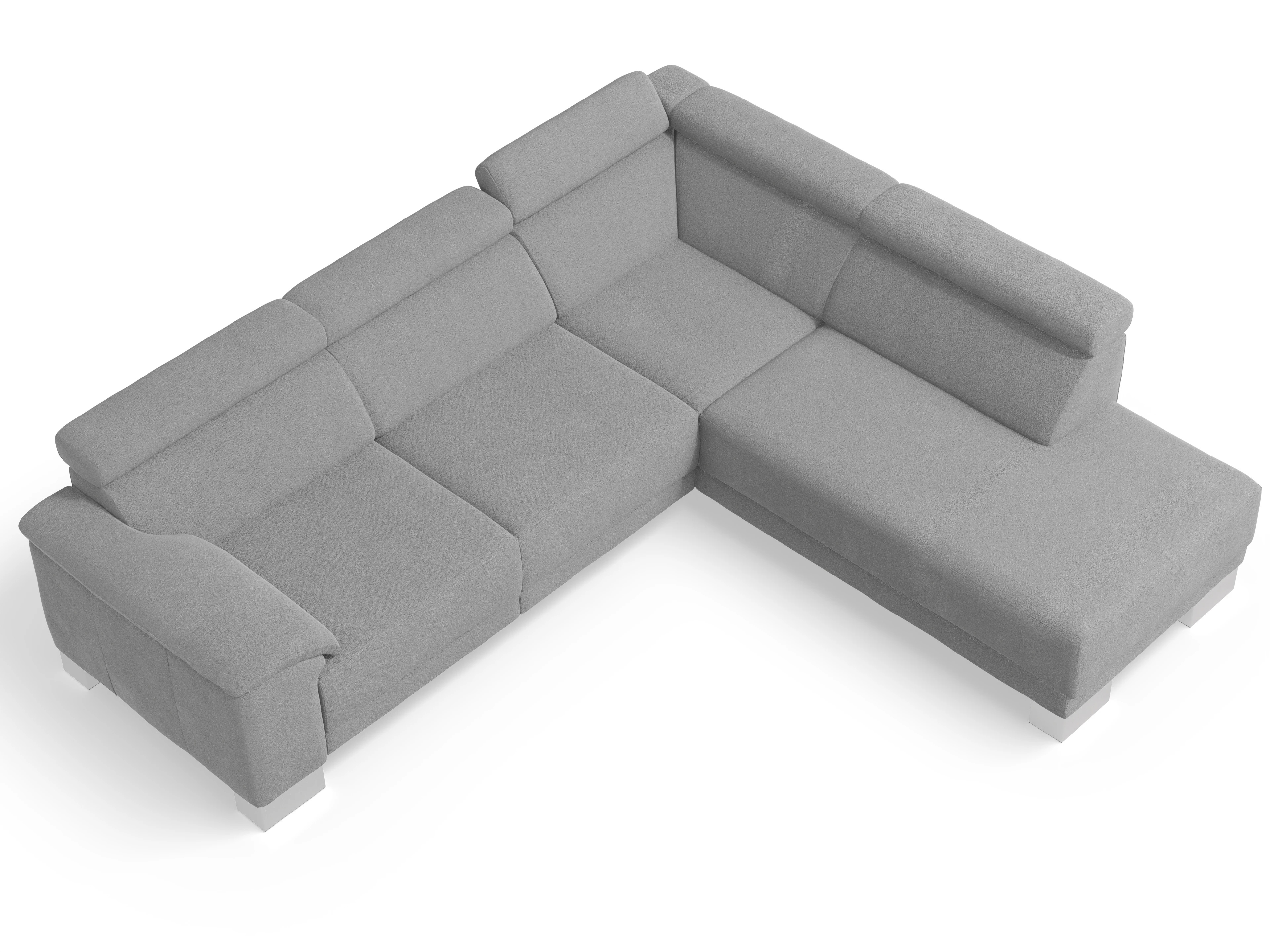 Ansicht des Produktes Antonio Ecksofa rechts Abschluss offen in Stoff Grau