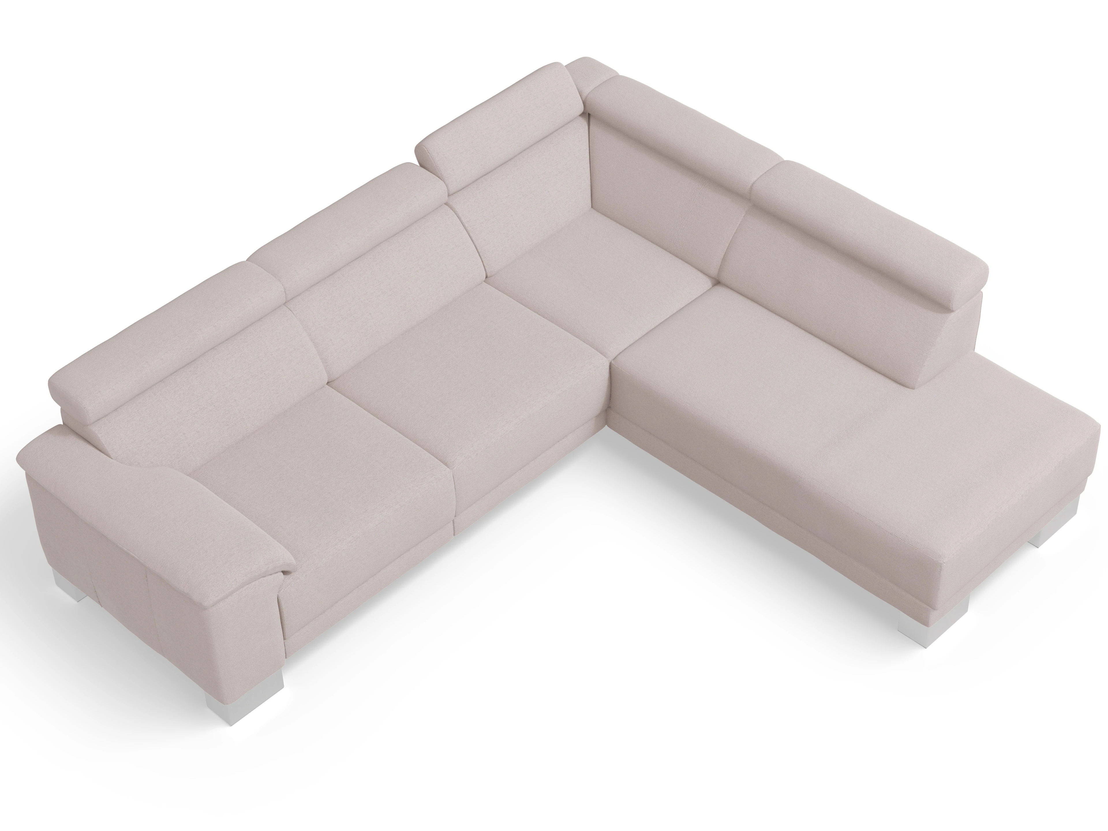 Antonio Ecksofa UM Medium Plus R Ansicht des Produktes Antonio Ecksofa rechts Abschluss offen in Stoff Weiss