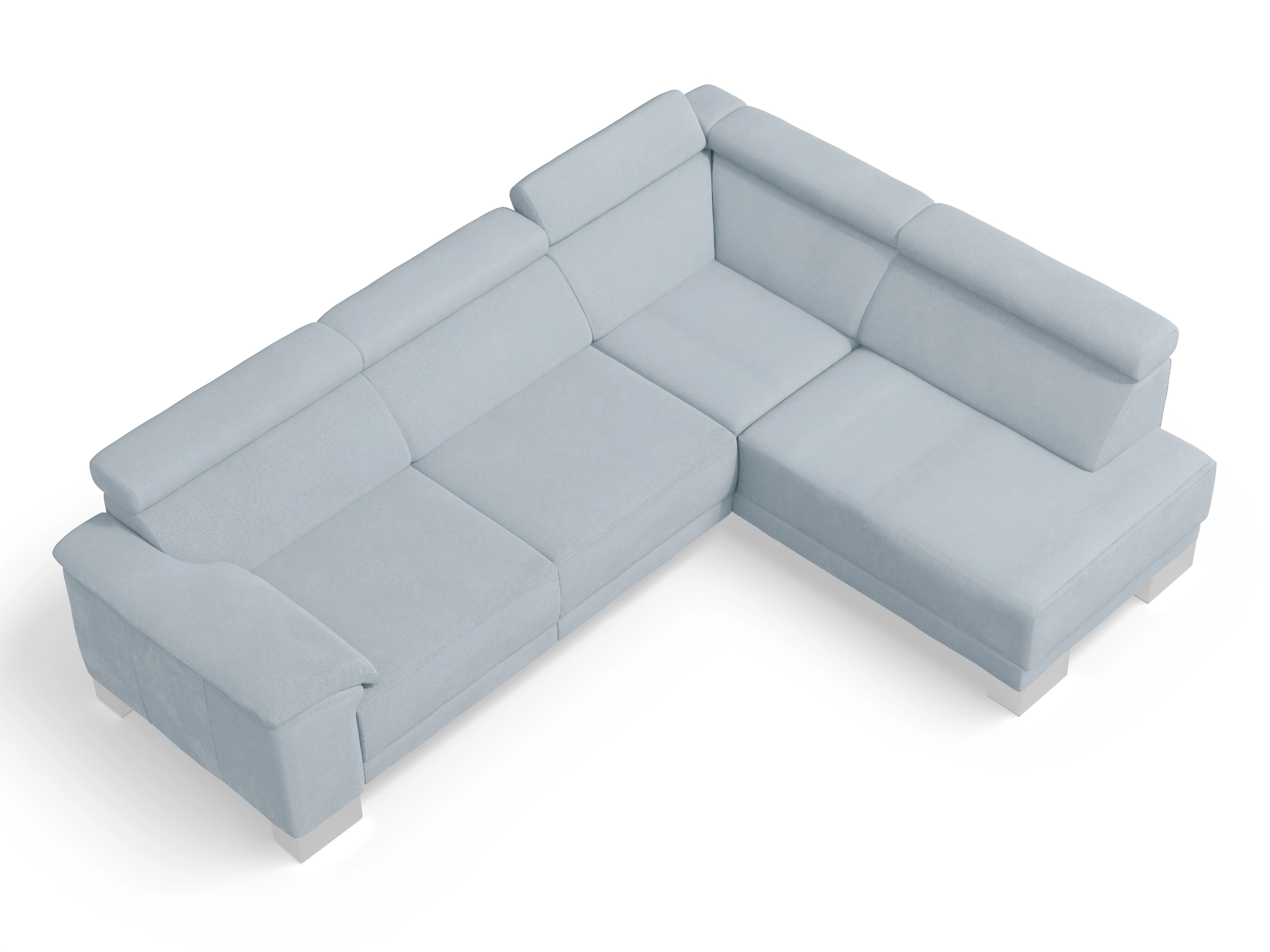 Ansicht des Produktes Antonio Ecksofa rechts Abschluss offen in Stoff Blau