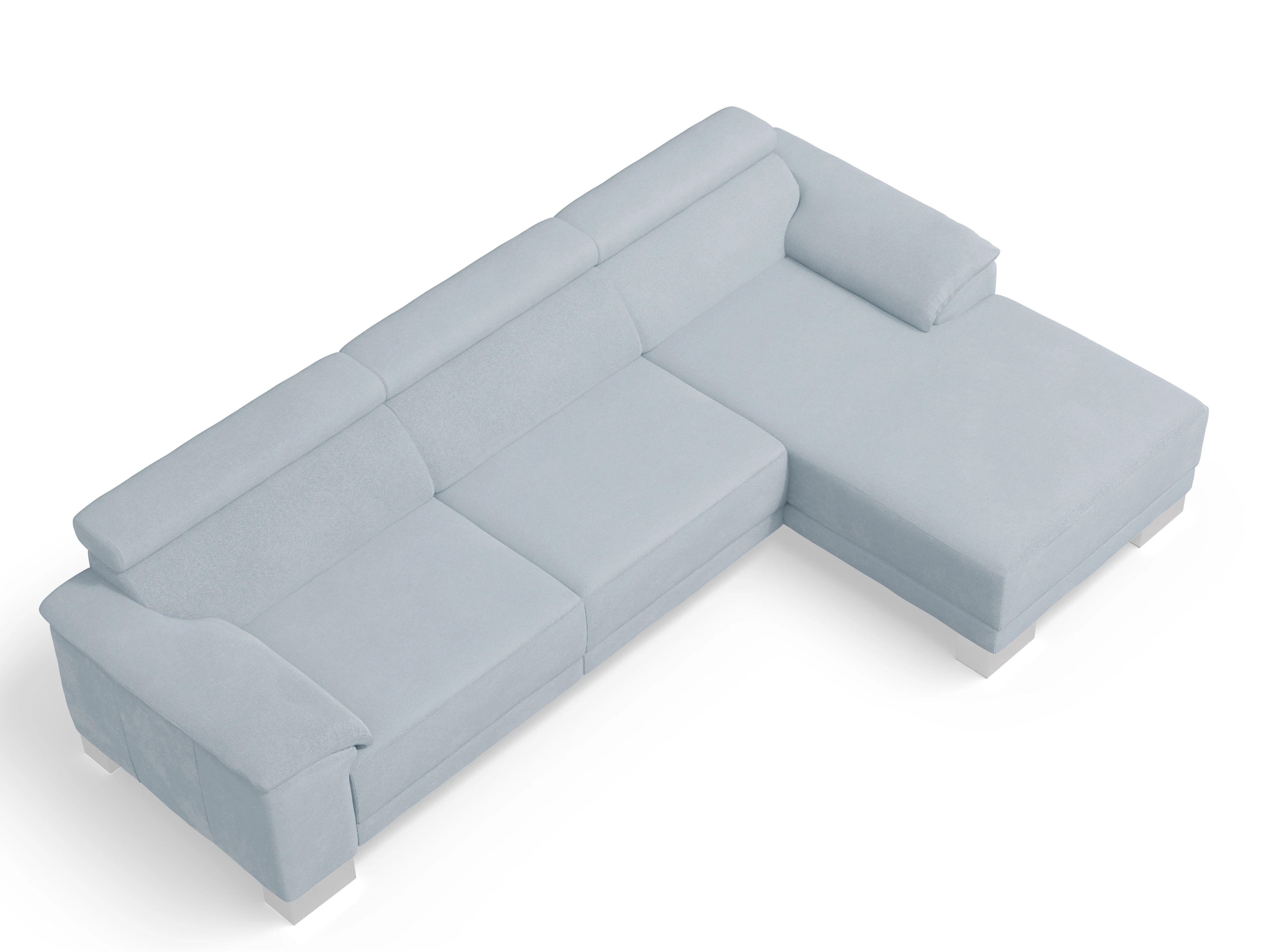 Antonio Ecksofa LO Large R Ansicht des Produktes Antonio Ecksofa rechts Abschluss offen in Stoff Blau