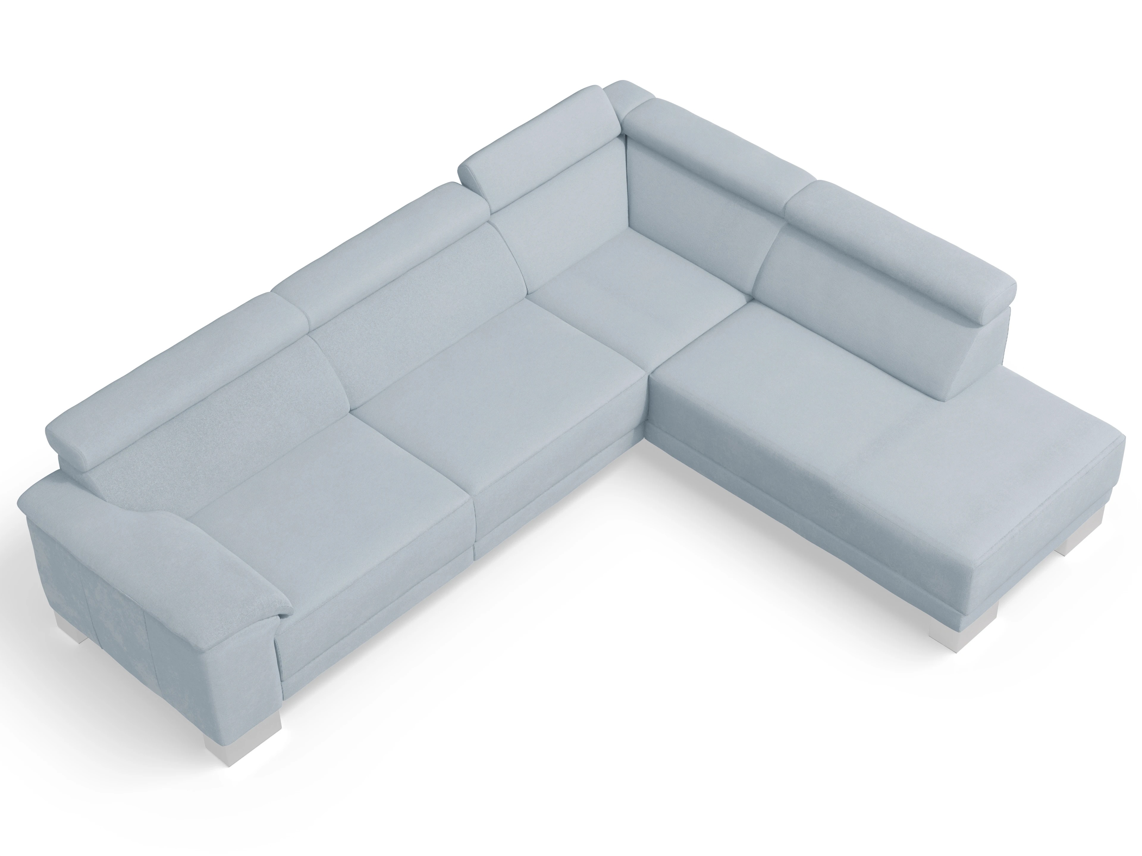 Ansicht des Produktes Antonio Ecksofa rechts Abschluss offen in Stoff Blau