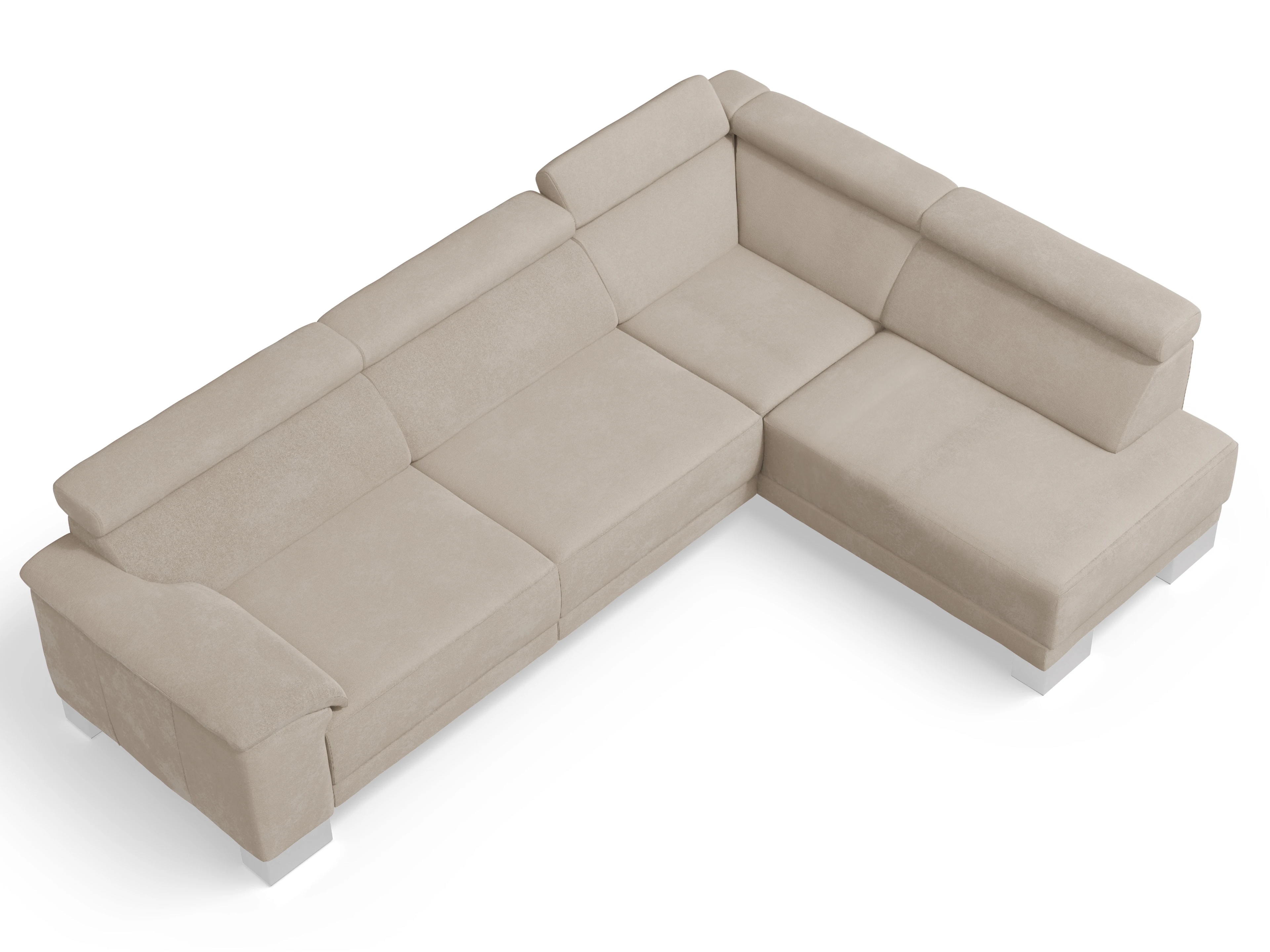 Antonio Ecksofa UM Large R Ansicht des Produktes Antonio Ecksofa rechts Abschluss offen in Stoff Beige
