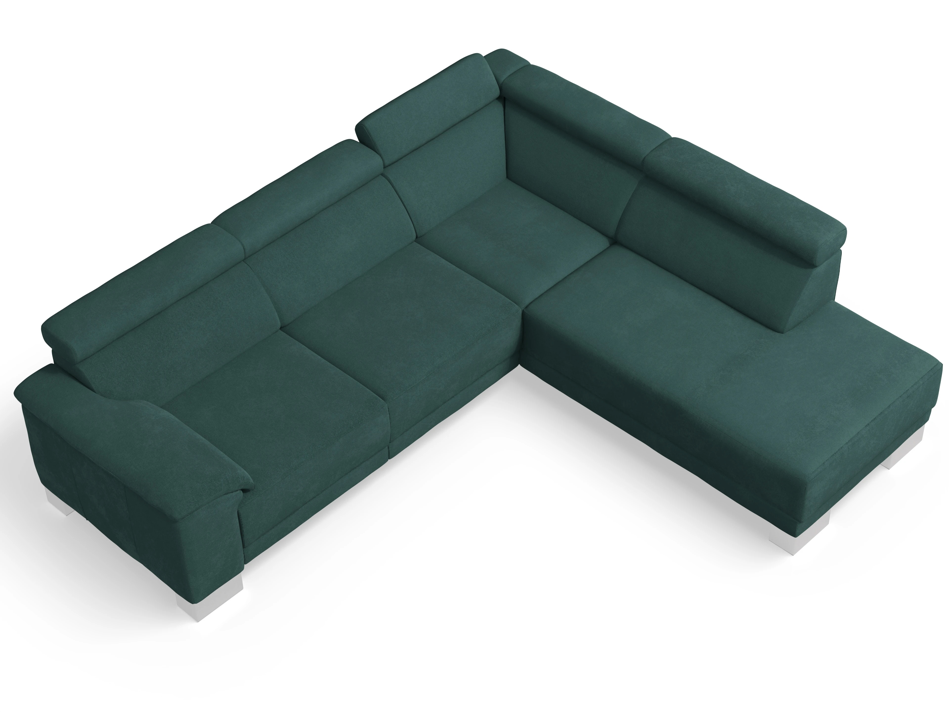 Ansicht des Produktes Antonio Ecksofa rechts Abschluss offen in Stoff Grün