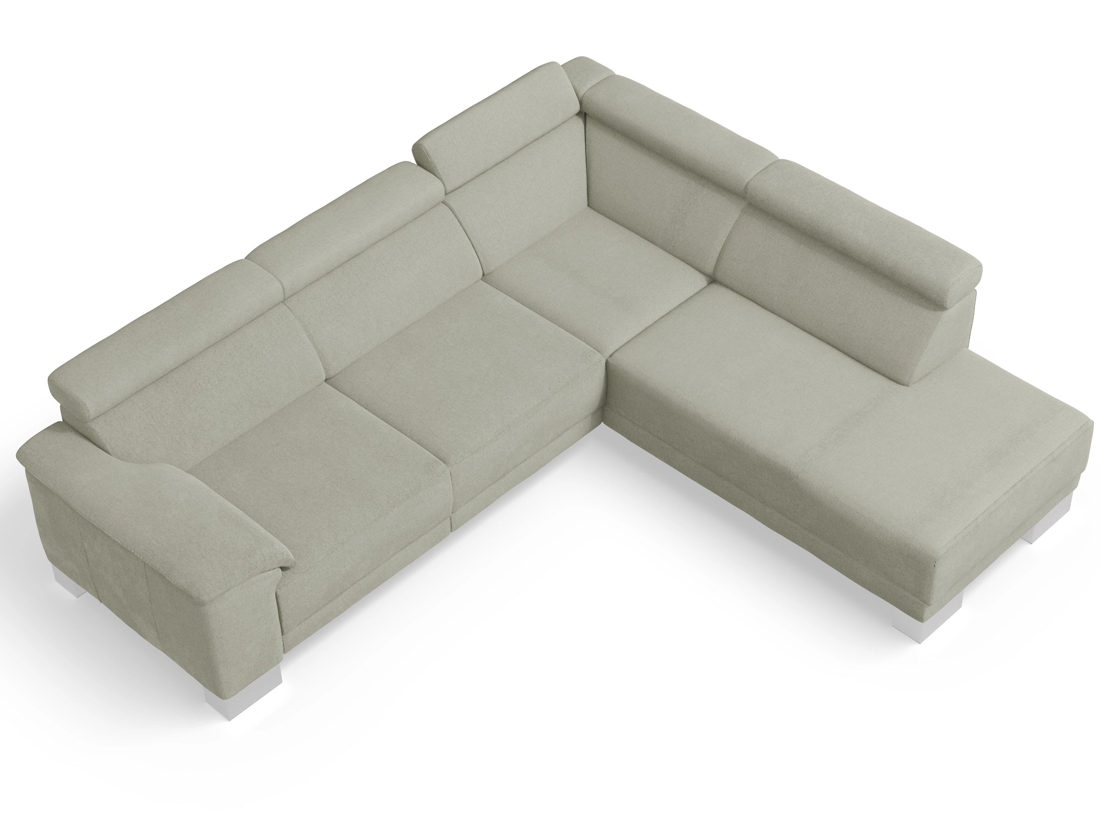 Antonio Ecksofa UM Medium Plus R Ansicht des Produktes Antonio Ecksofa rechts Abschluss offen in Stoff Grau