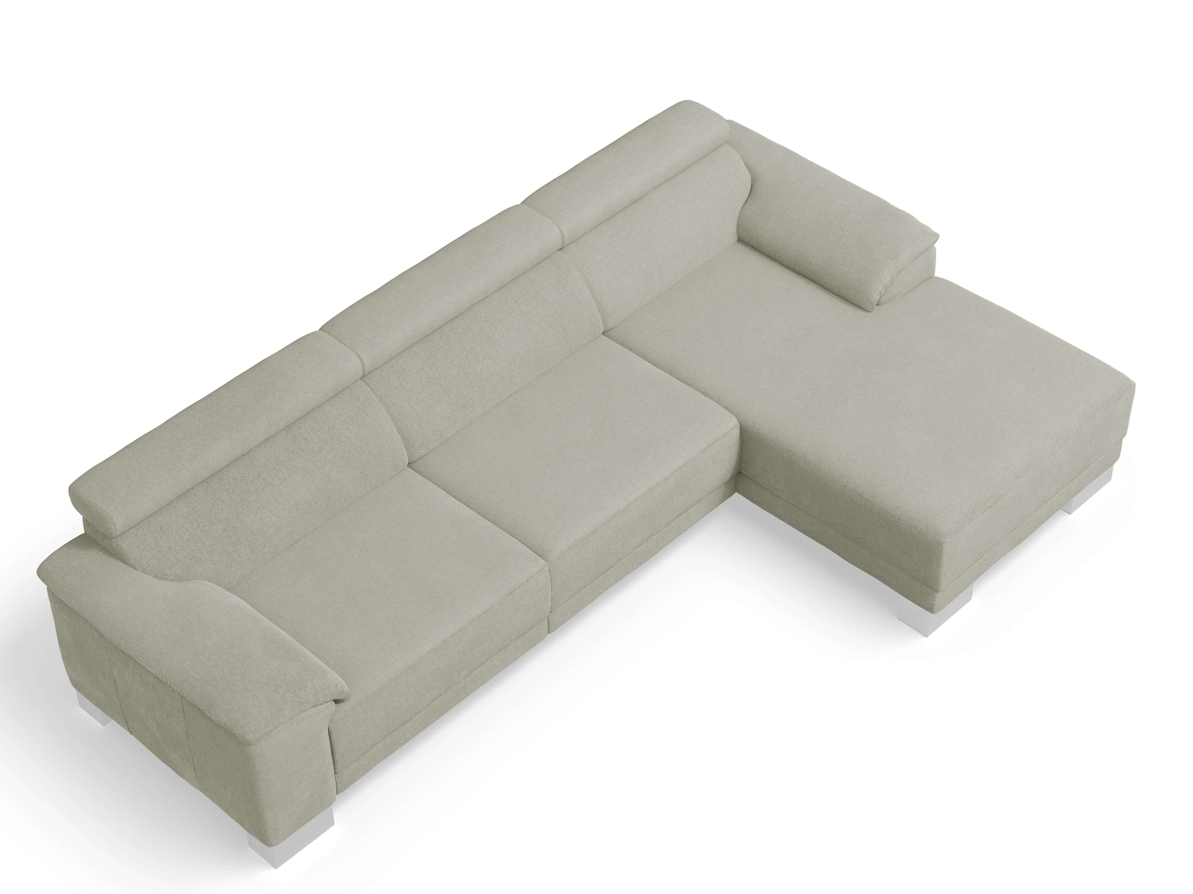 Antonio Ecksofa LO Large R Ansicht des Produktes Antonio Ecksofa rechts Abschluss offen in Stoff Grau
