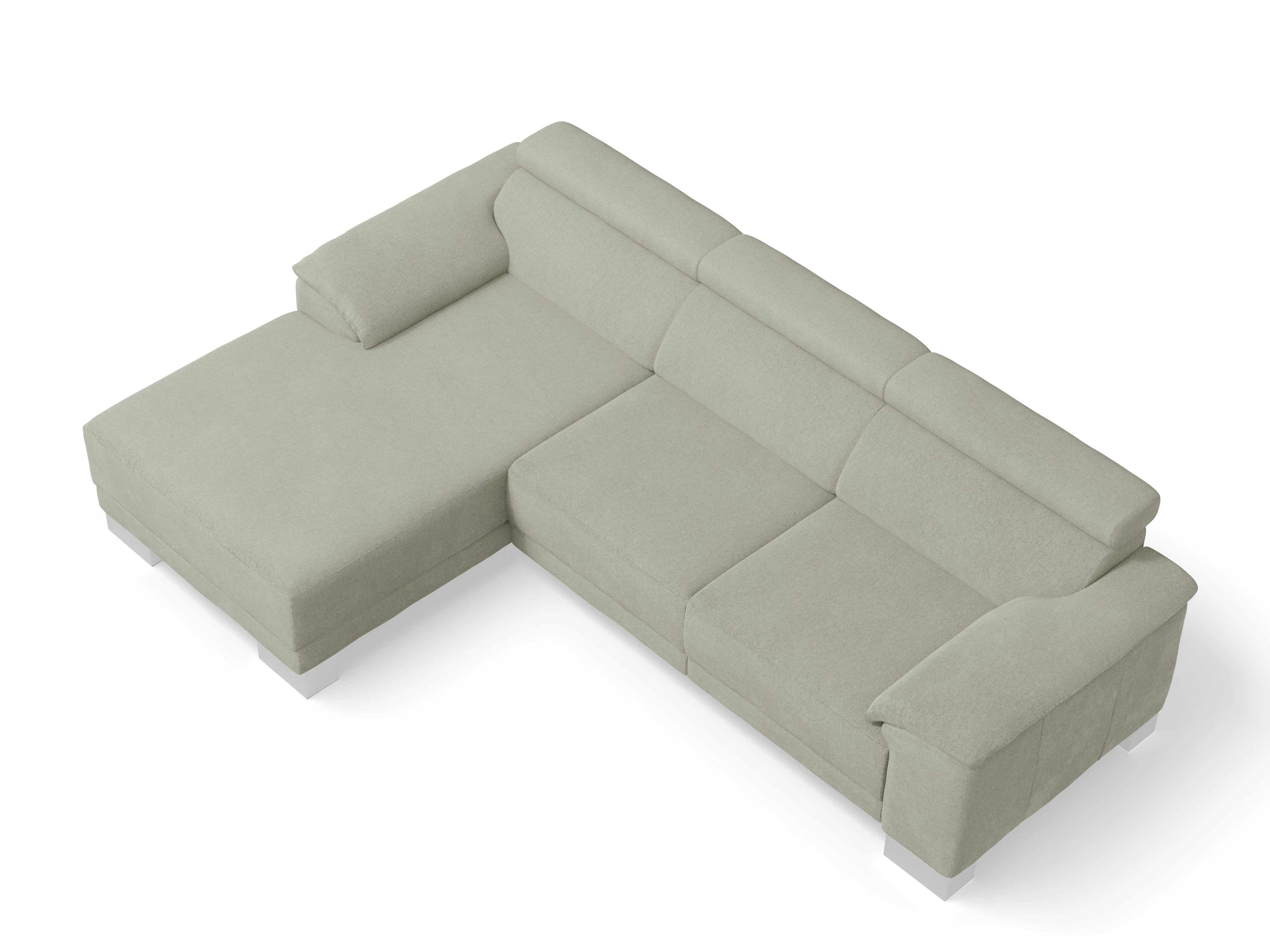 Ansicht des Produktes Antonio Ecksofa links Abschluss offen in Stoff Grau