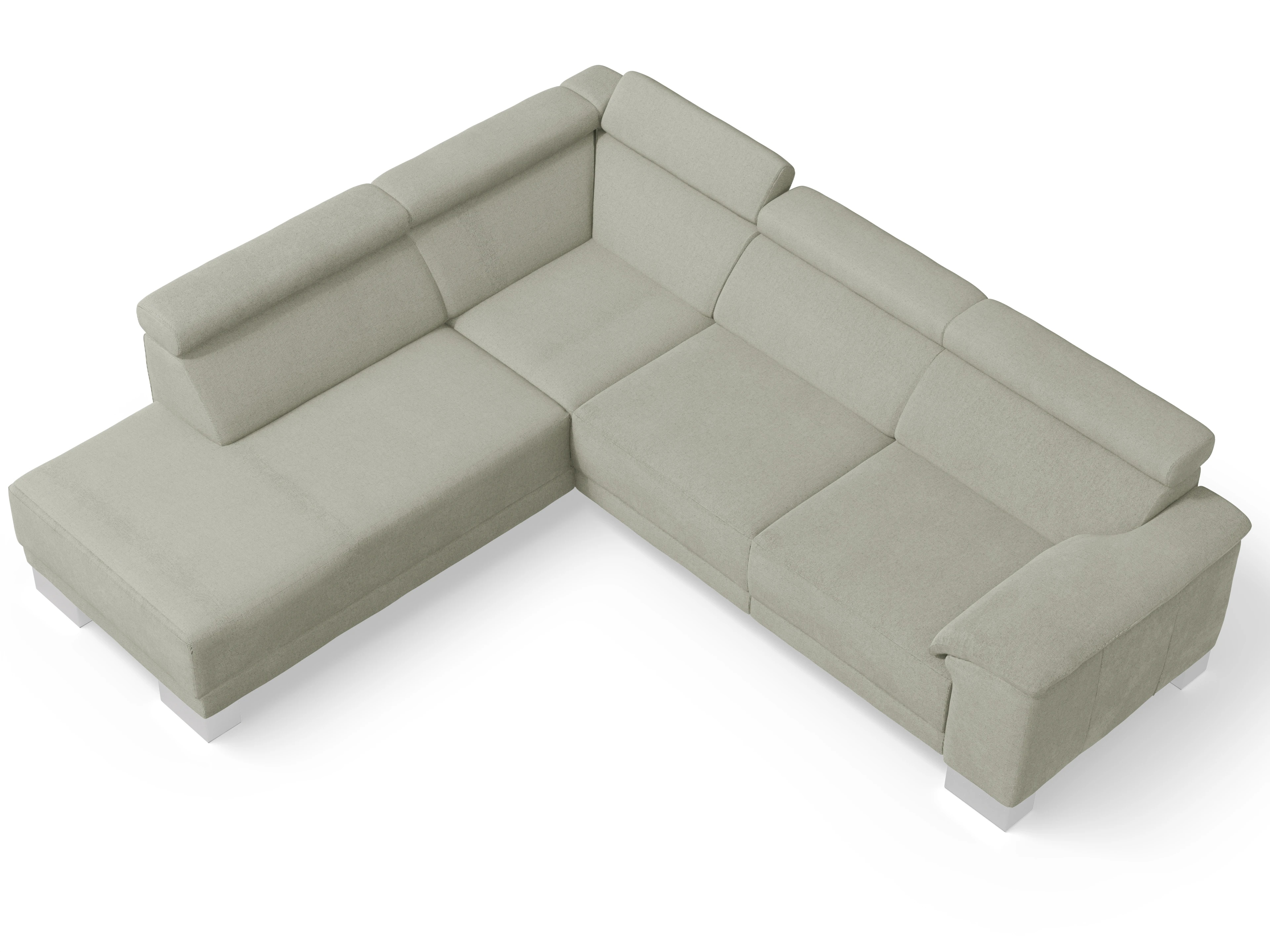 Ansicht des Produktes Antonio Ecksofa links Abschluss offen in Stoff Grau