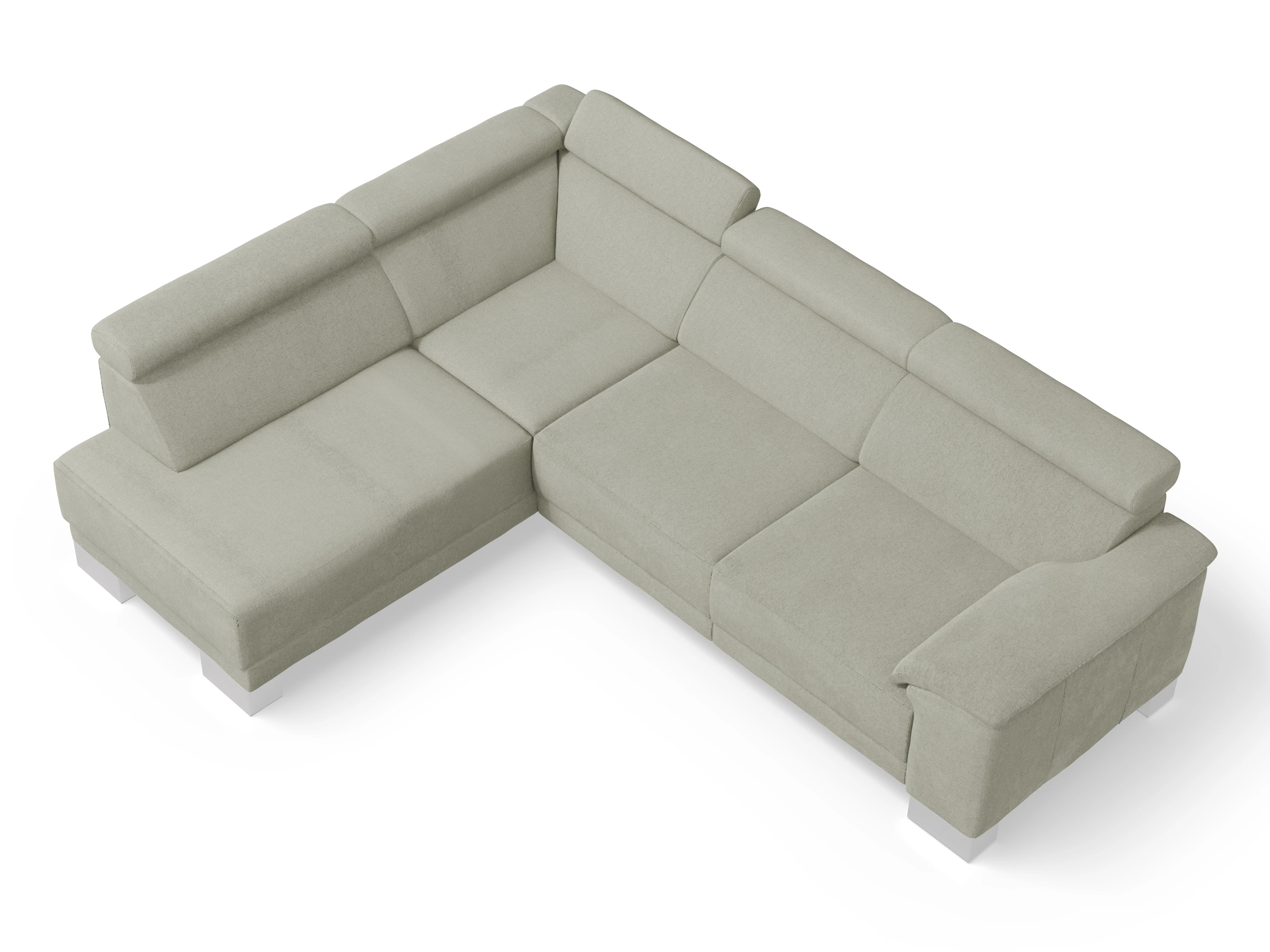 Ansicht des Produktes Antonio Ecksofa links Abschluss offen in Stoff Grau