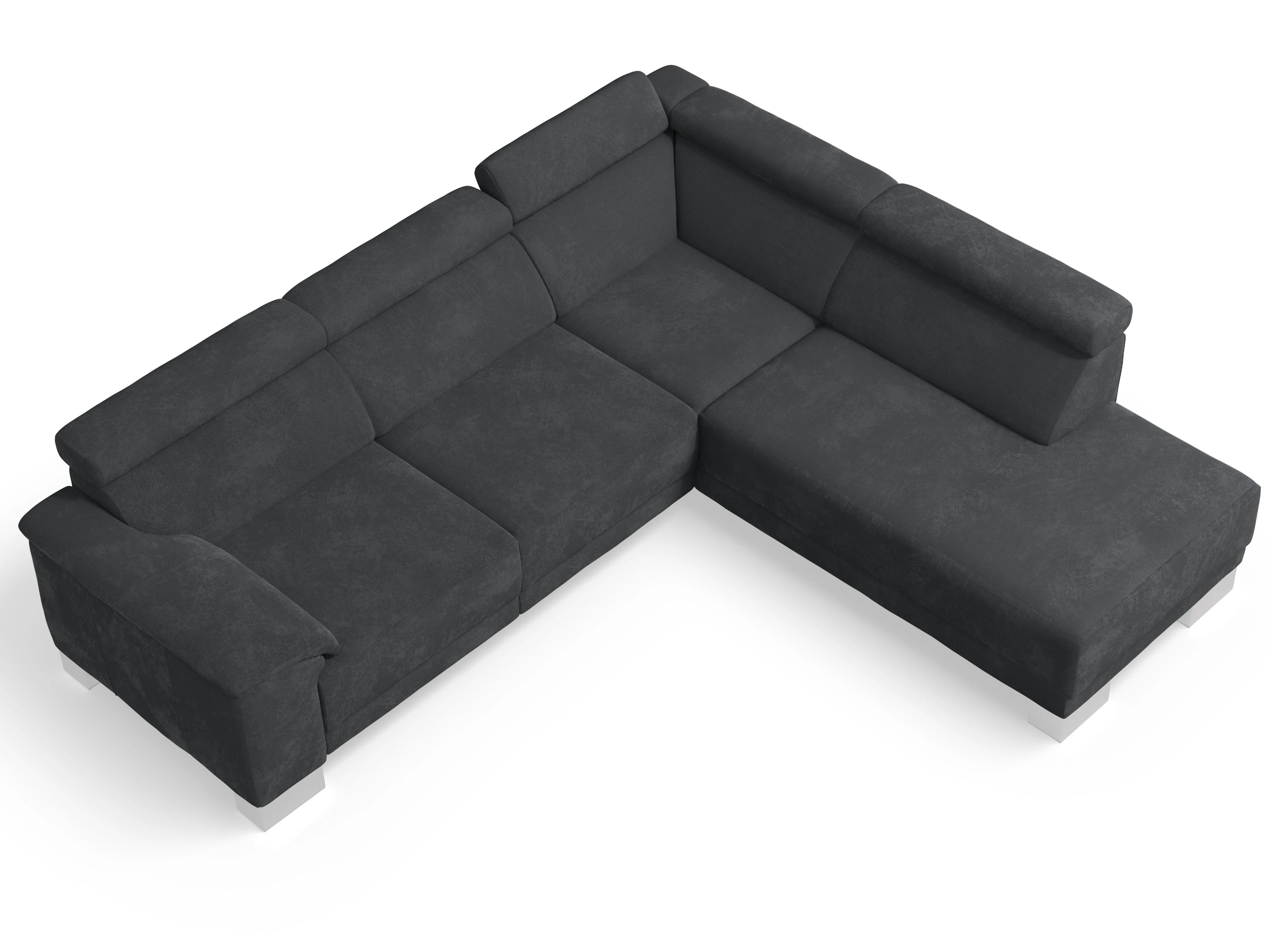 Antonio Ecksofa UM Medium Plus R Ansicht des Produktes Antonio Ecksofa rechts Abschluss offen in Stoff Braun