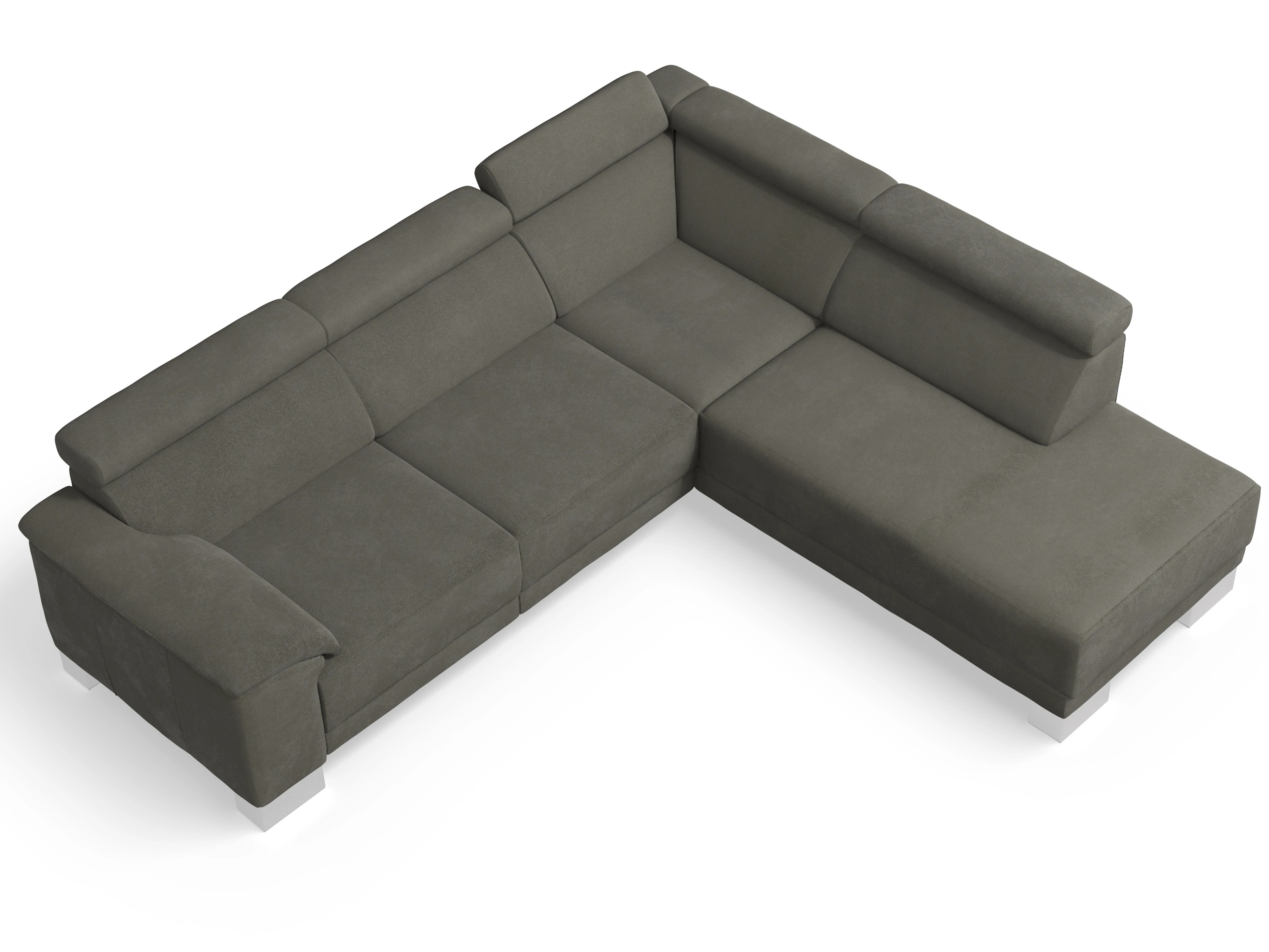 Ansicht des Produktes Antonio Ecksofa rechts Abschluss offen in Stoff Grau