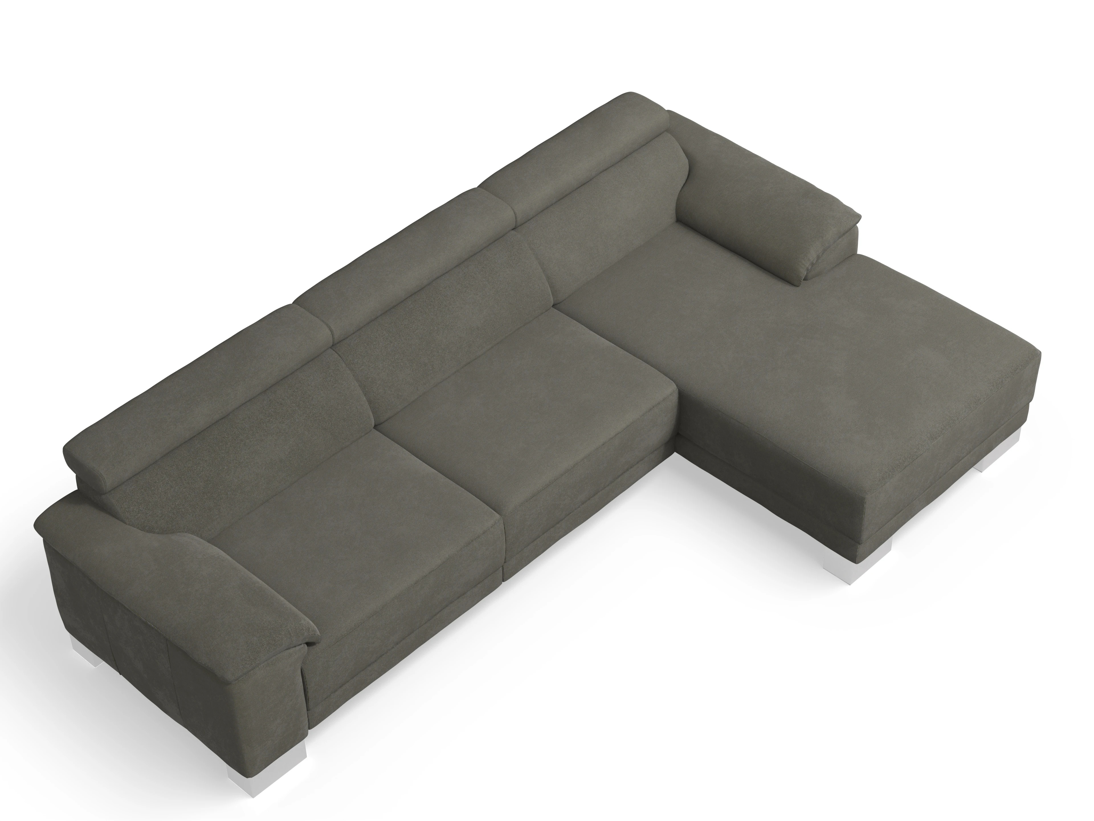 Antonio Ecksofa LO Large R Ansicht des Produktes Antonio Ecksofa rechts Abschluss offen in Stoff Grau