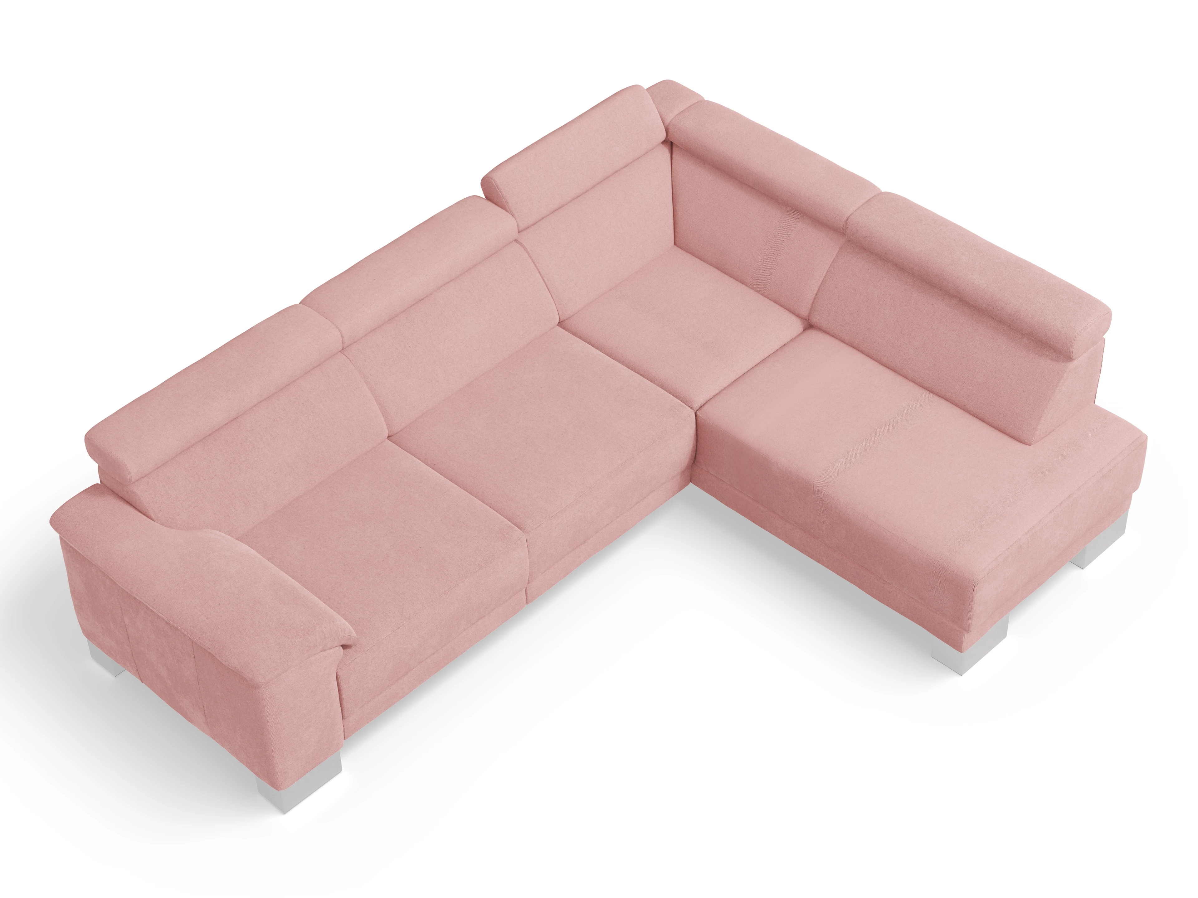 Ansicht des Produktes Antonio Ecksofa rechts Abschluss offen in Stoff Rosa