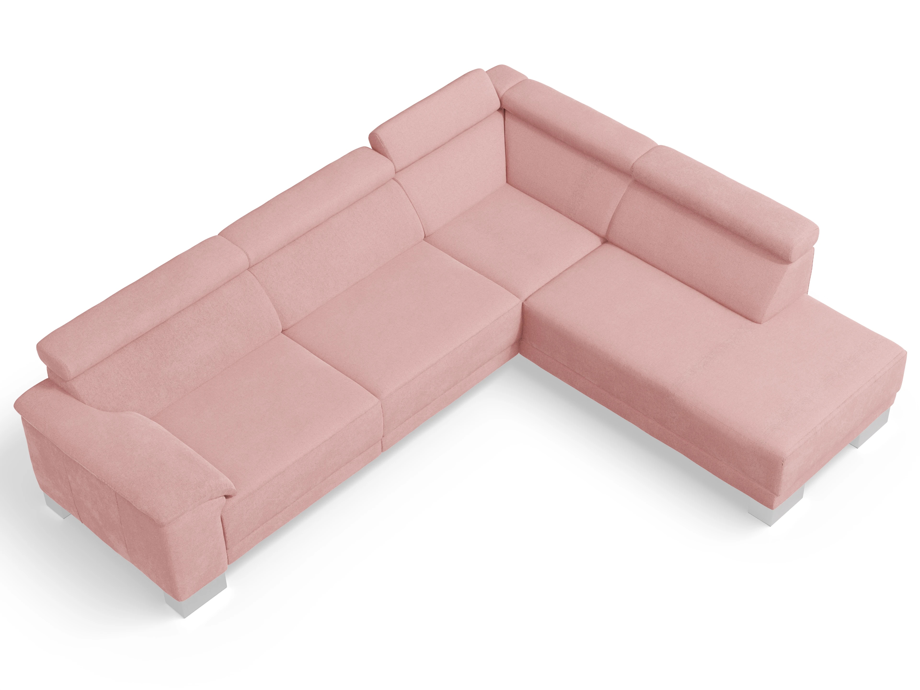 Ansicht des Produktes Antonio Ecksofa rechts Abschluss offen in Stoff Rosa