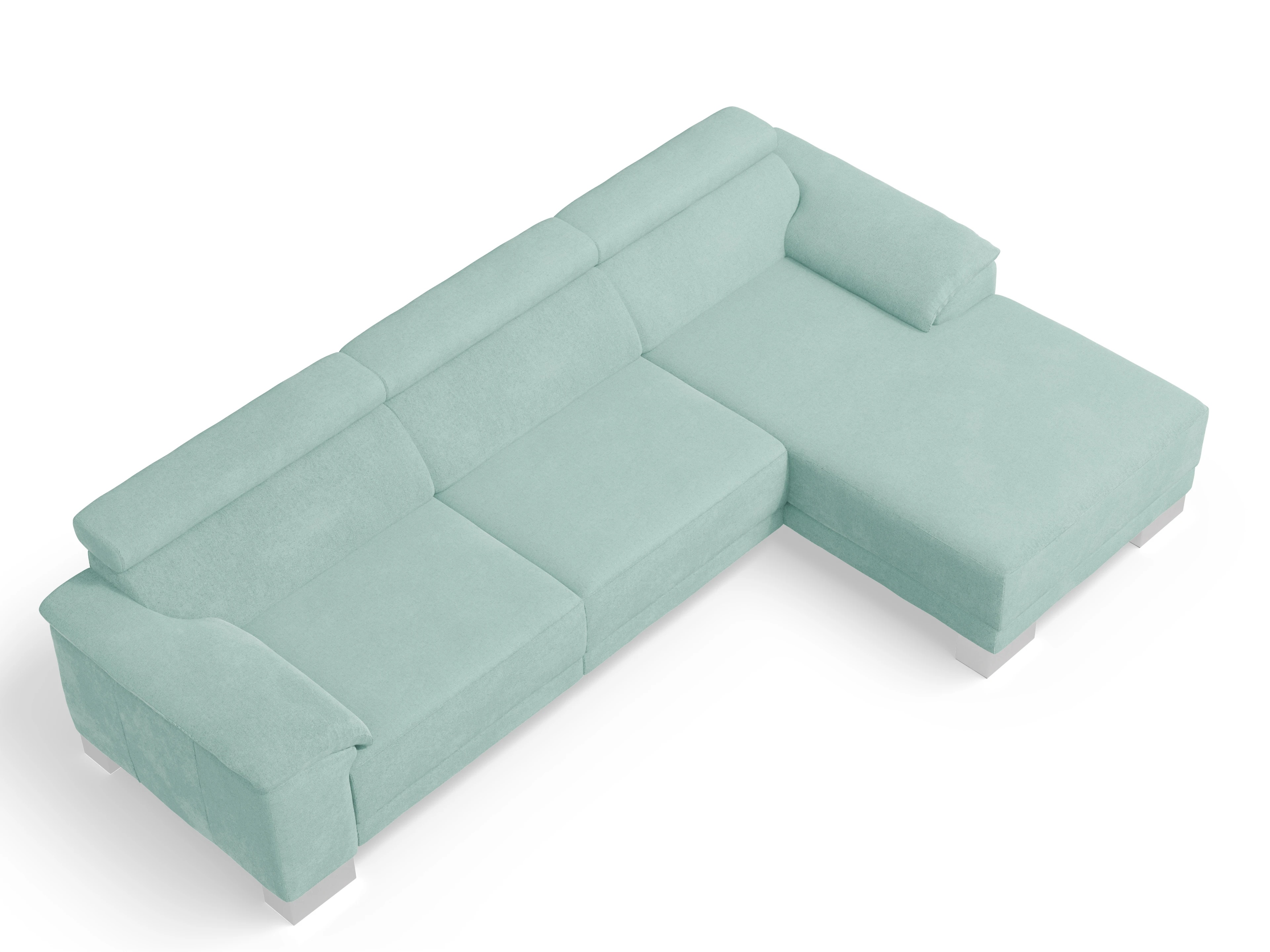 Antonio Ecksofa LO Large R Ansicht des Produktes Antonio Ecksofa rechts Abschluss offen in Stoff Blau