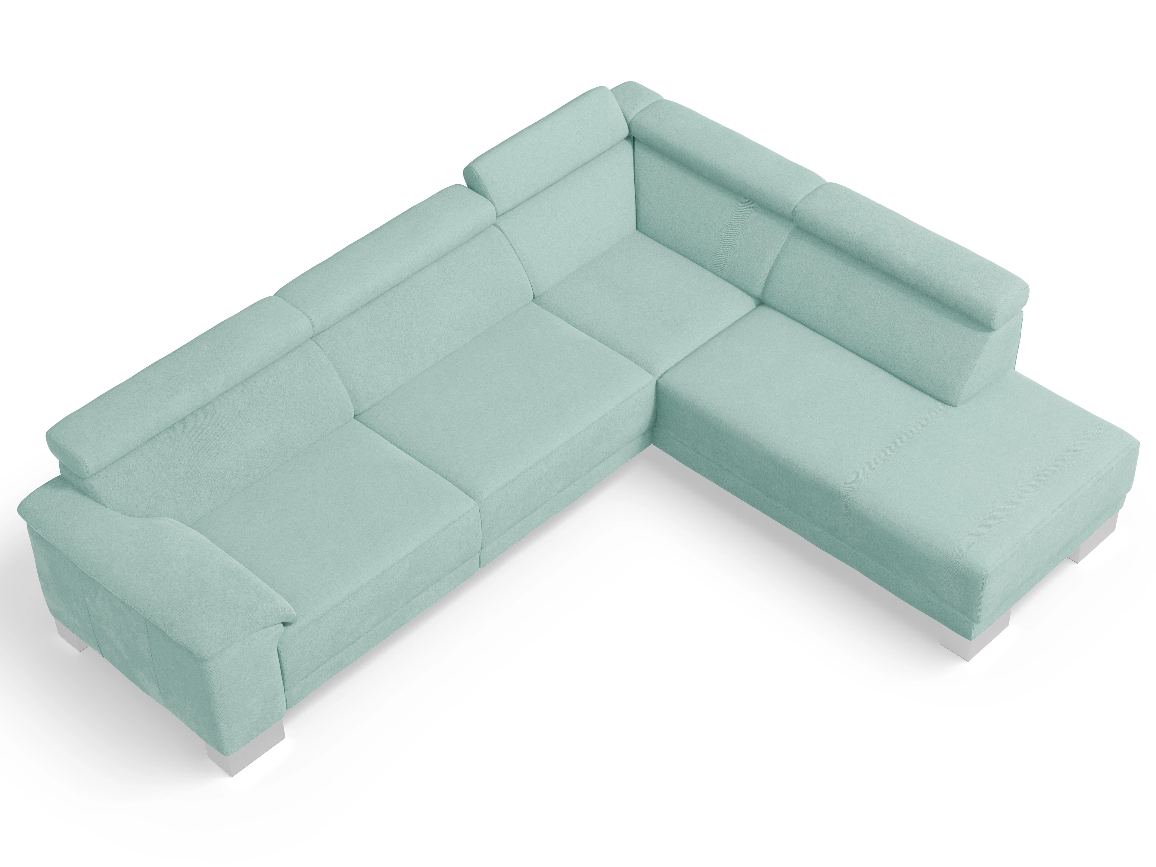 Ansicht des Produktes Antonio Ecksofa rechts Abschluss offen in Stoff Blau