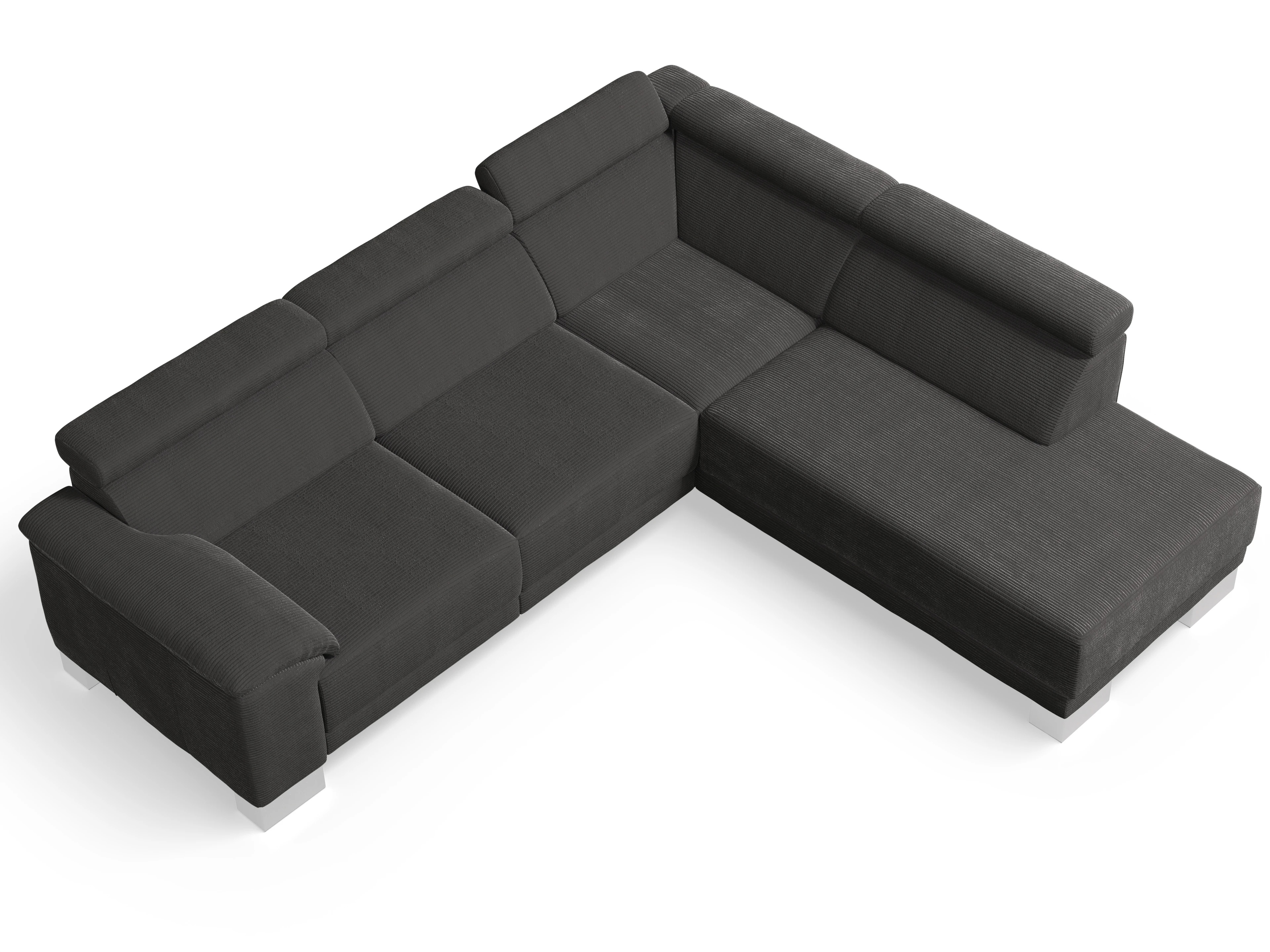 Ansicht des Produktes Antonio Ecksofa rechts Abschluss offen in Stoff Grau