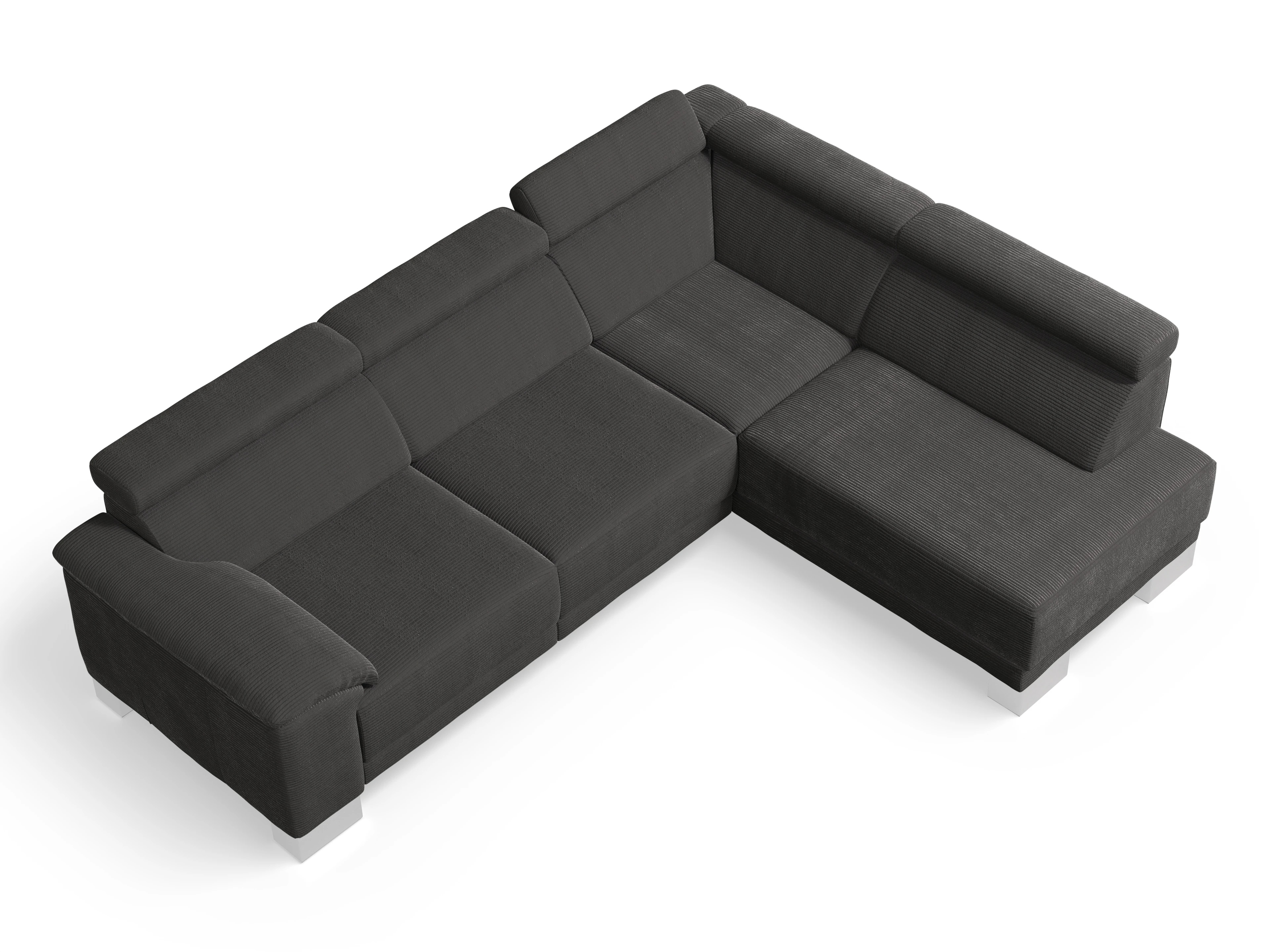 Ansicht des Produktes Antonio Ecksofa rechts Abschluss offen in Stoff Grau
