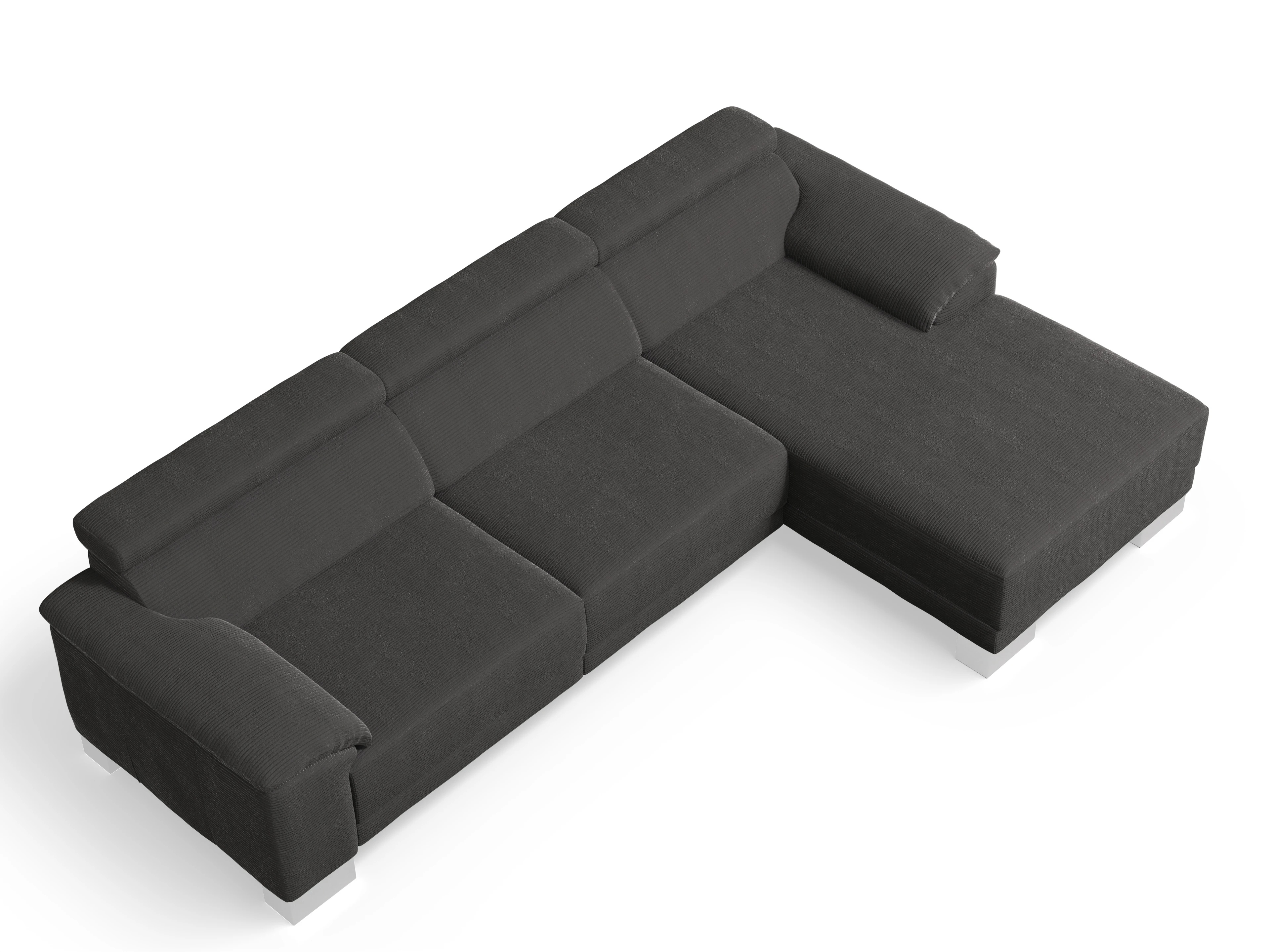Antonio Ecksofa LO Large R Ansicht des Produktes Antonio Ecksofa rechts Abschluss offen in Stoff Grau