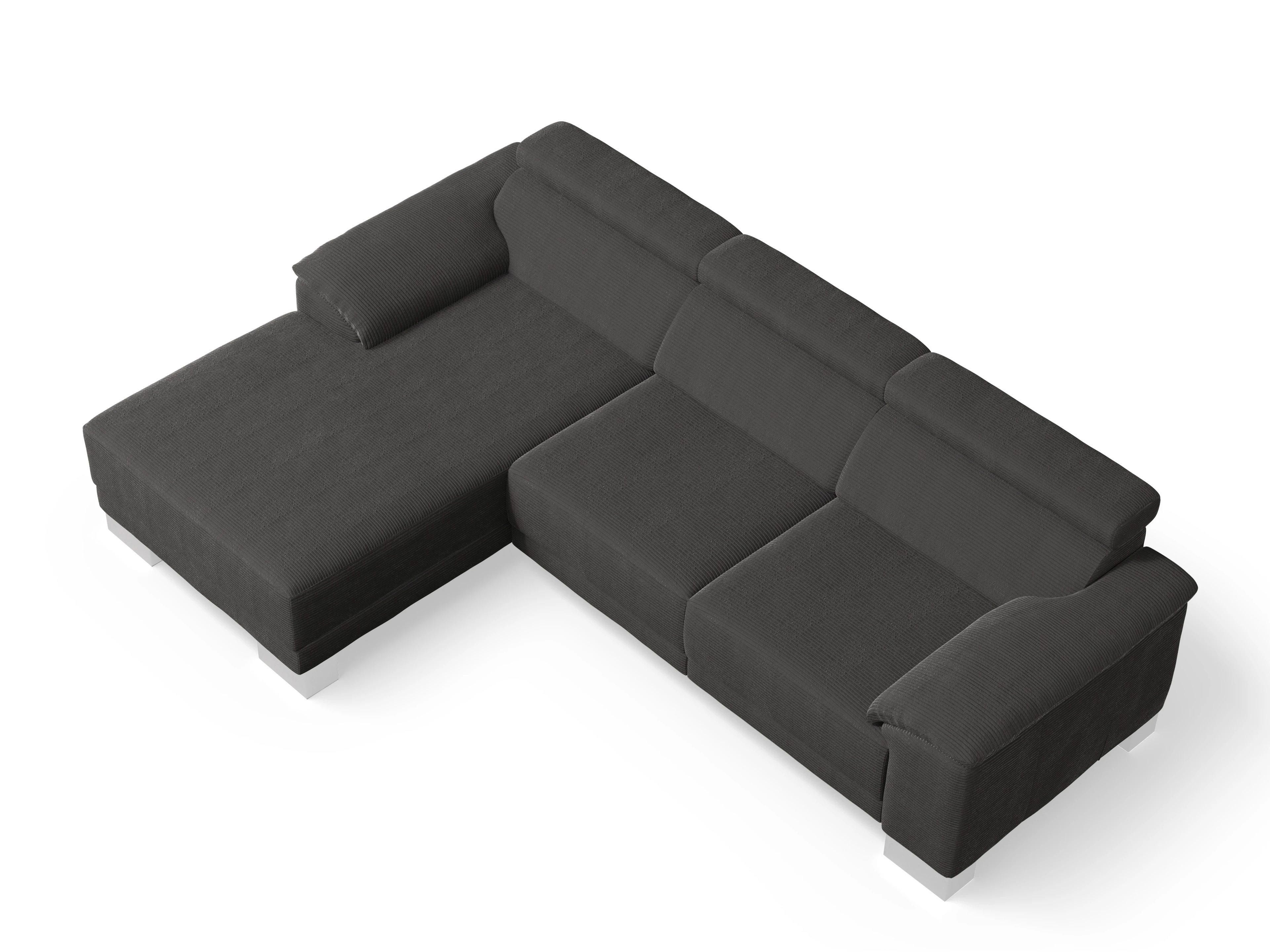 Ansicht des Produktes Antonio Ecksofa links Abschluss offen in Stoff Grau