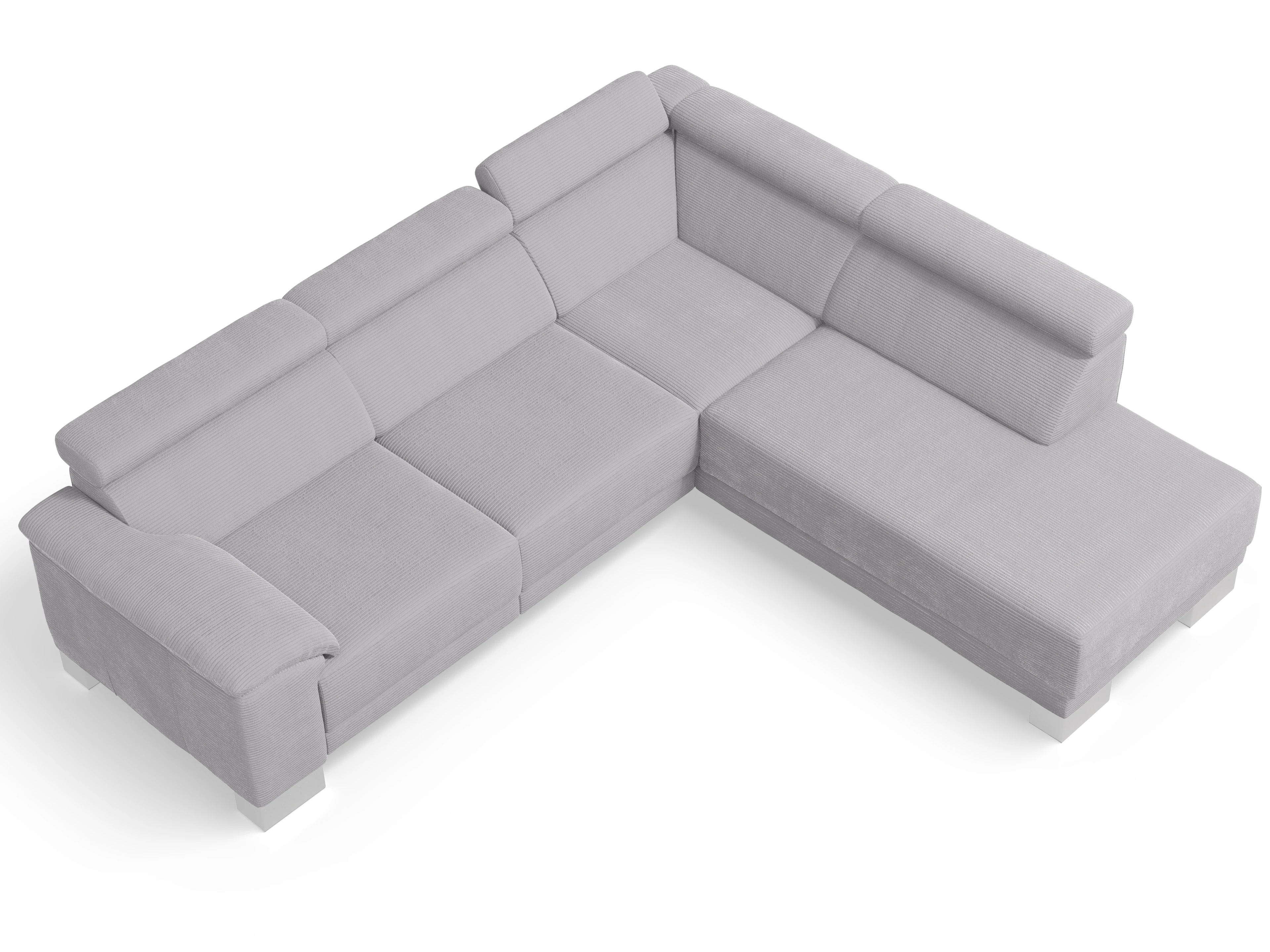 Ansicht des Produktes Antonio Ecksofa rechts Abschluss offen in Stoff Grau