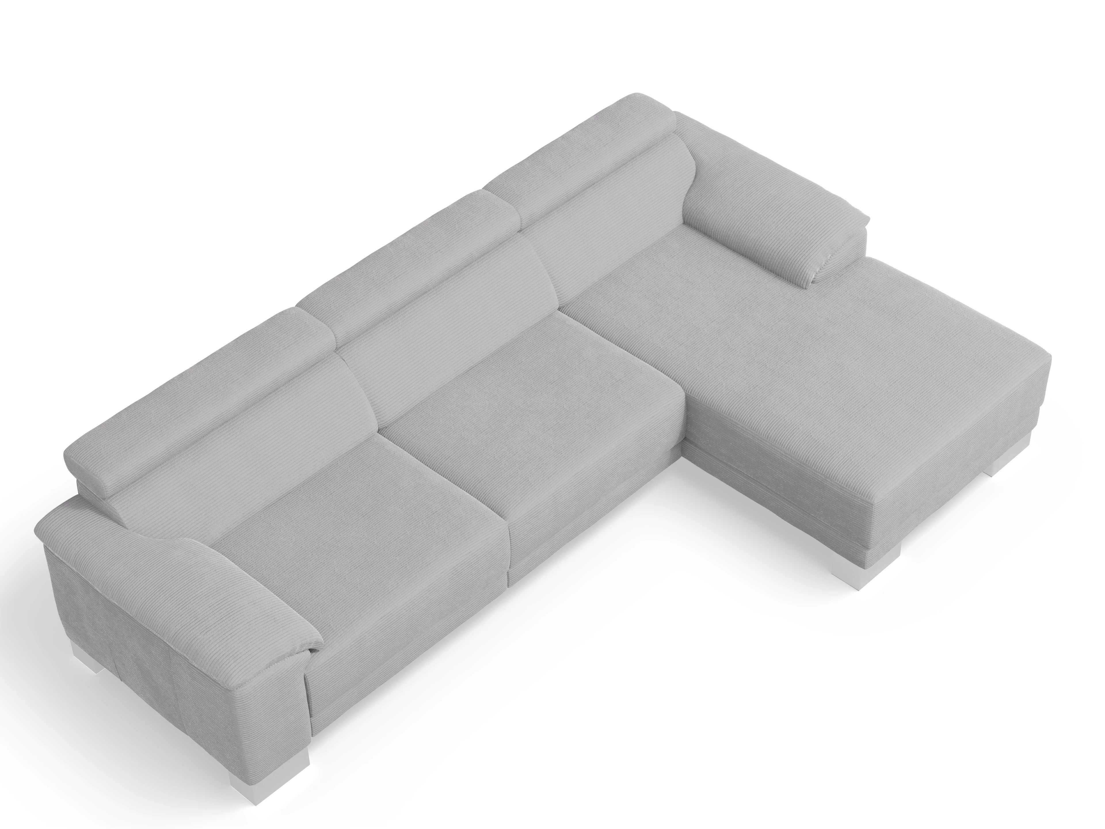 Antonio Ecksofa LO Large R Ansicht des Produktes Antonio Ecksofa rechts Abschluss offen in Stoff Grau