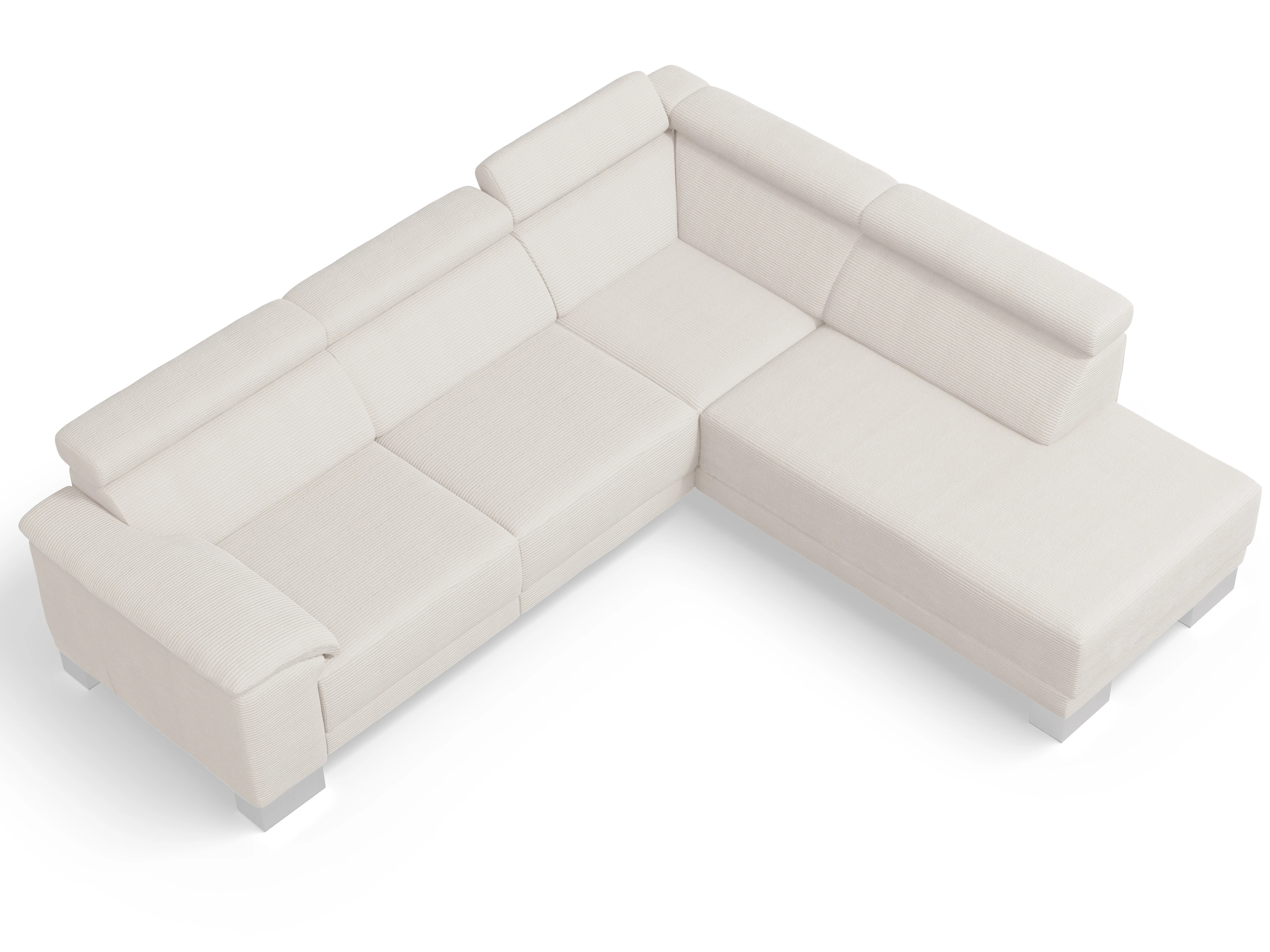 Ansicht des Produktes Antonio Ecksofa rechts Abschluss offen in Stoff Weiss