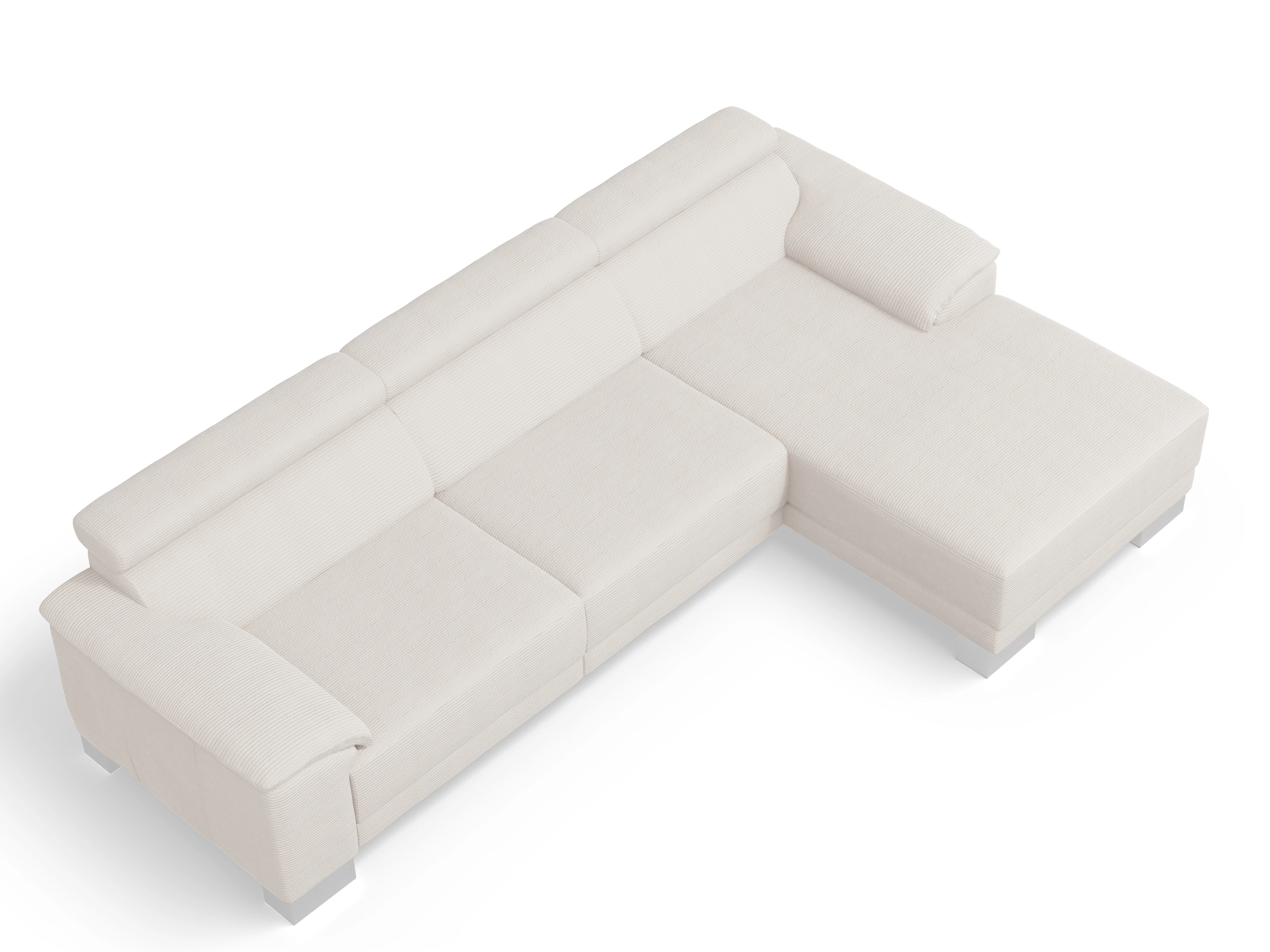Antonio Ecksofa LO Large R Ansicht des Produktes Antonio Ecksofa rechts Abschluss offen in Stoff Weiss