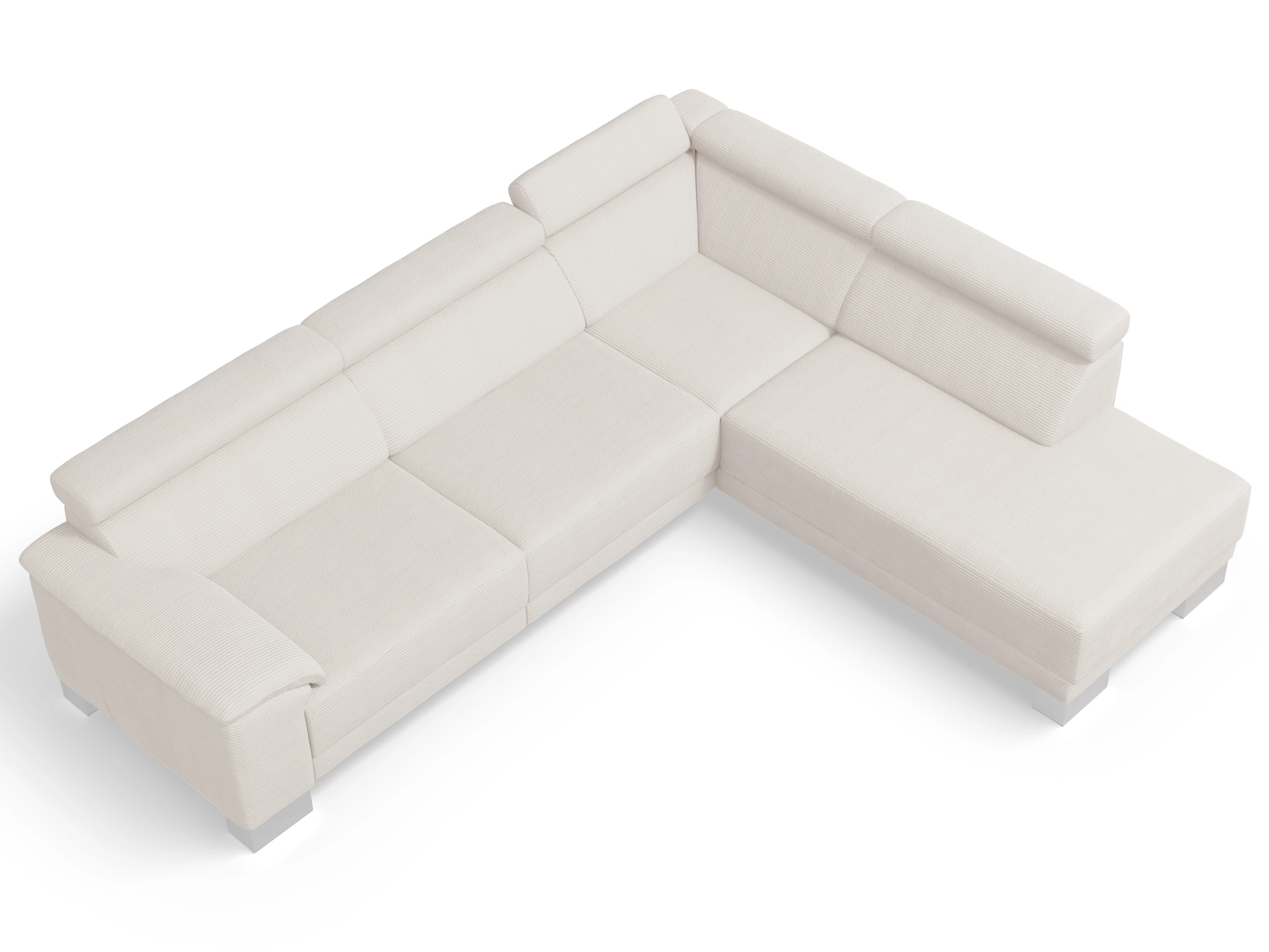 Antonio Ecksofa UM Large Plus R Ansicht des Produktes Antonio Ecksofa rechts Abschluss offen in Stoff Weiss