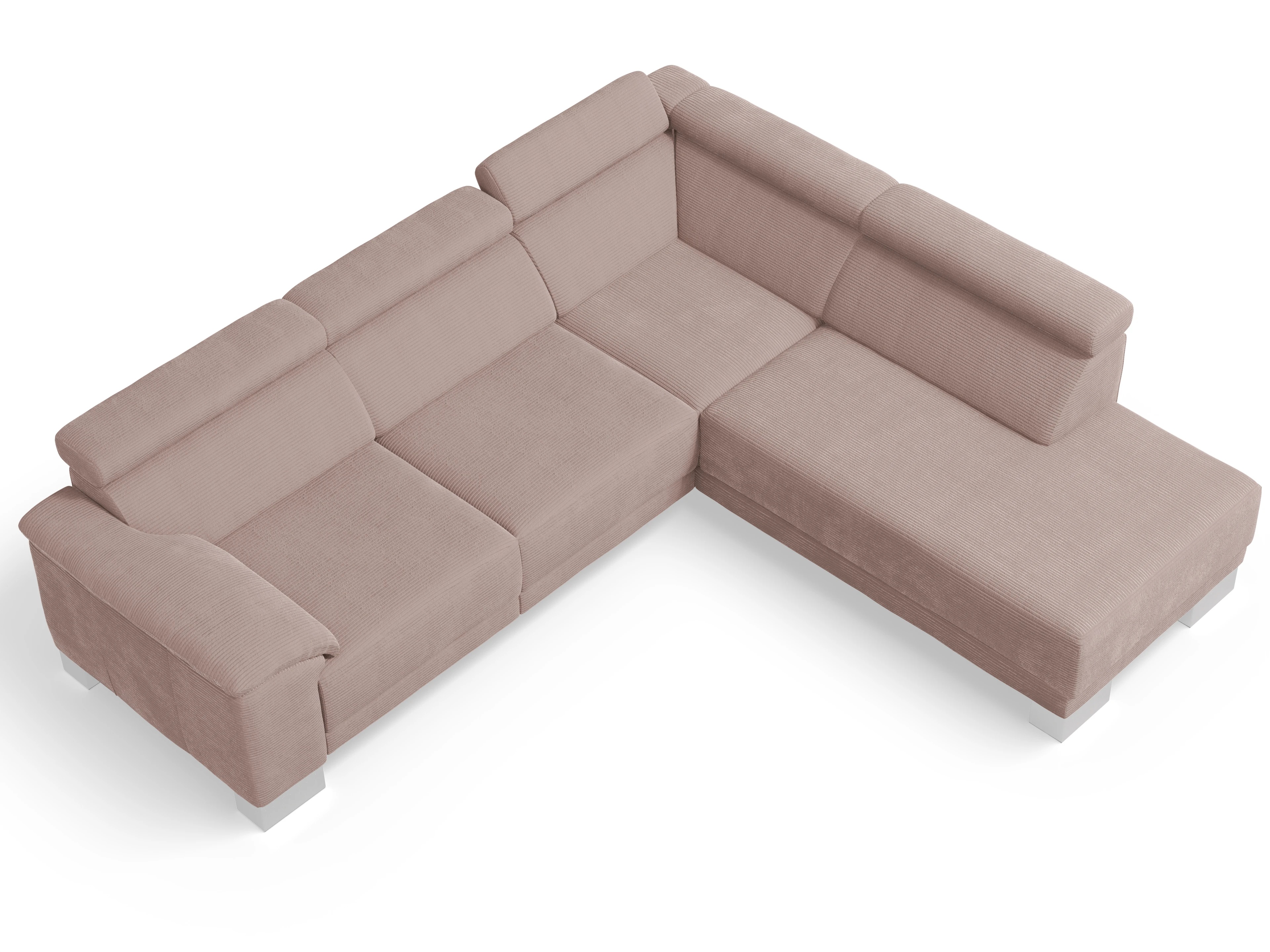 Ansicht des Produktes Antonio Ecksofa rechts Abschluss offen in Stoff Rosa