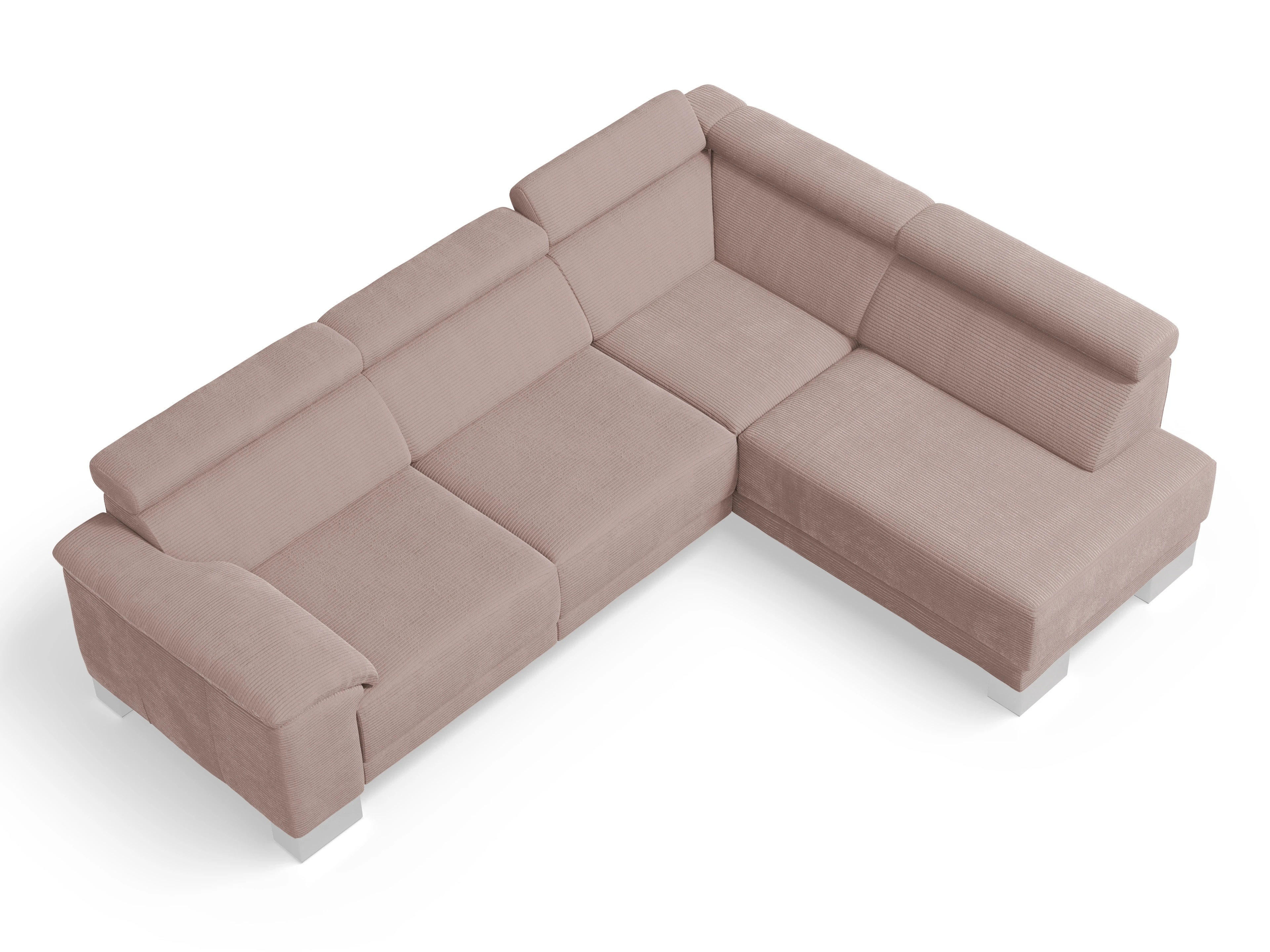 Ansicht des Produktes Antonio Ecksofa rechts Abschluss offen in Stoff Rosa