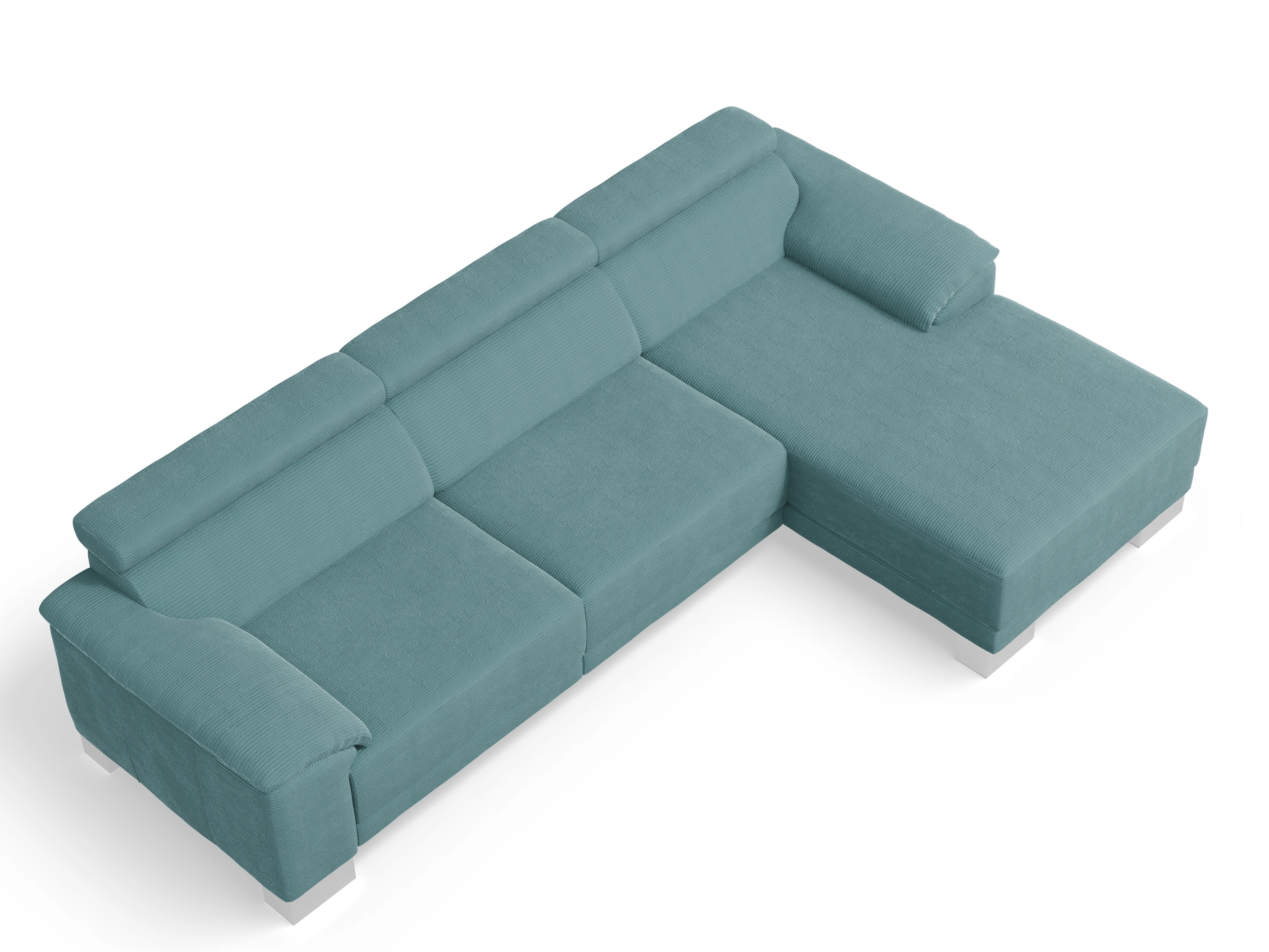 Ansicht des Produktes Antonio Ecksofa rechts Abschluss offen in Stoff Blau