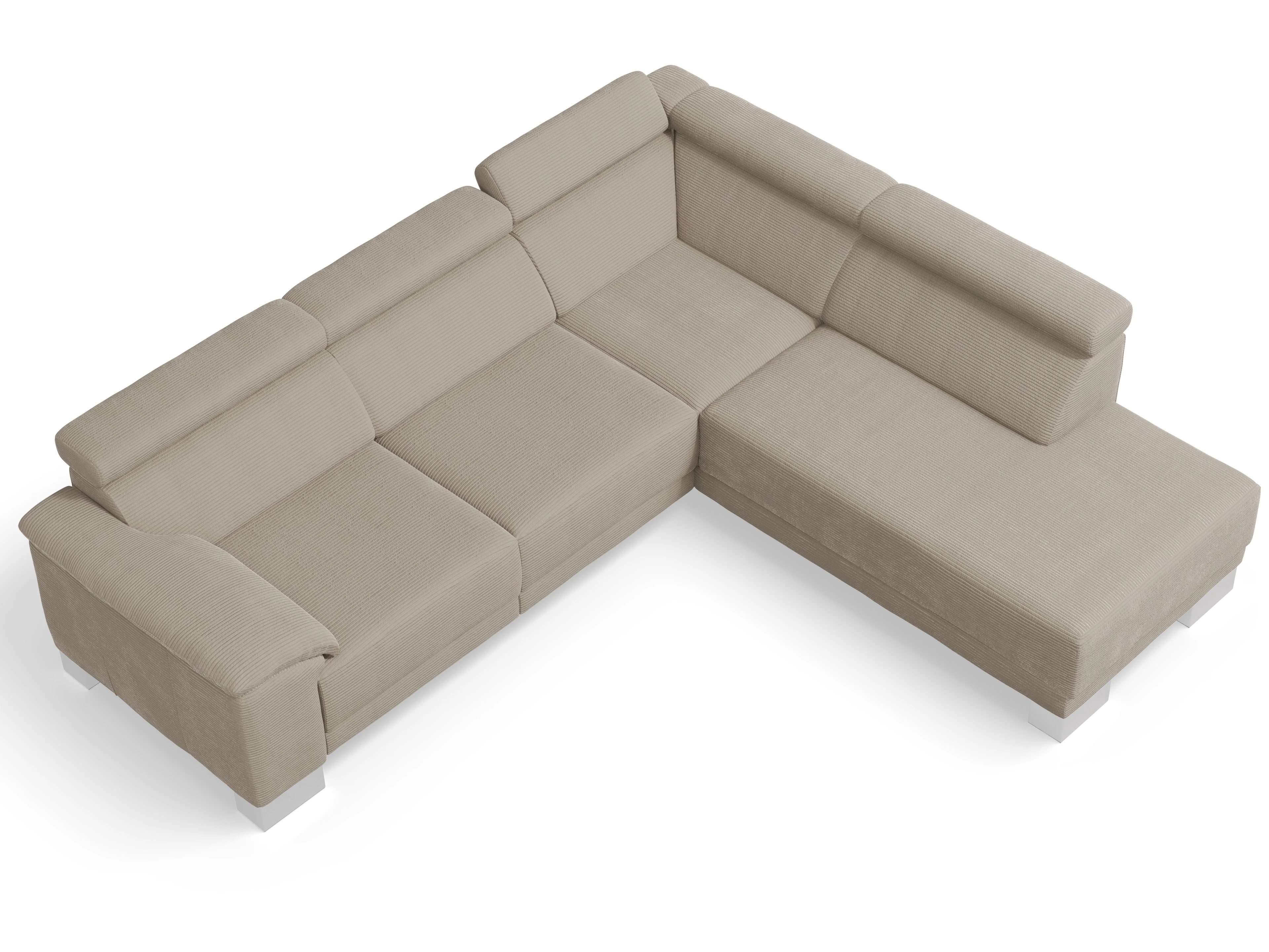 Ansicht des Produktes Antonio Ecksofa rechts Abschluss offen in Stoff Braun