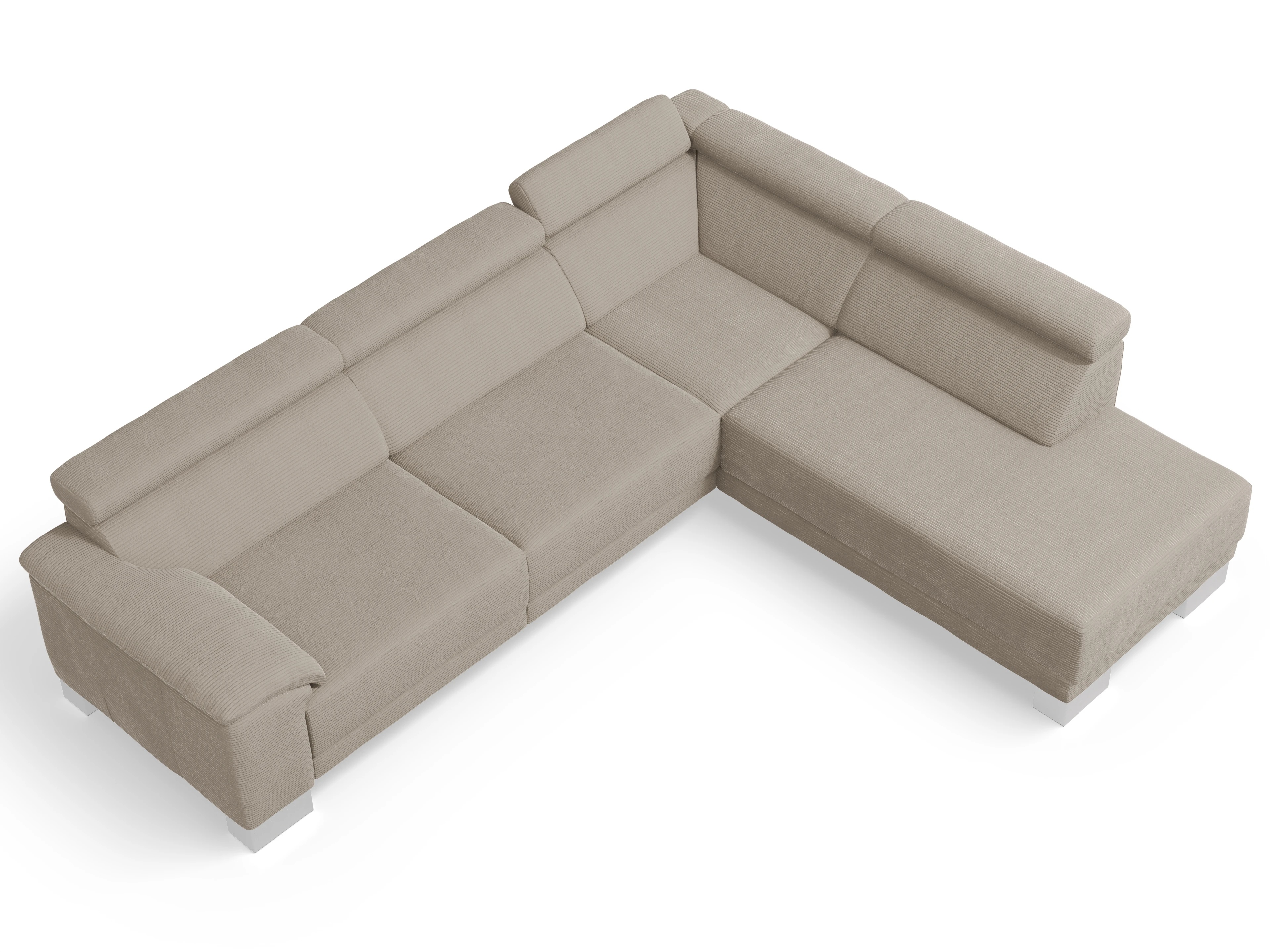 Ansicht des Produktes Antonio Ecksofa rechts Abschluss offen in Stoff Braun