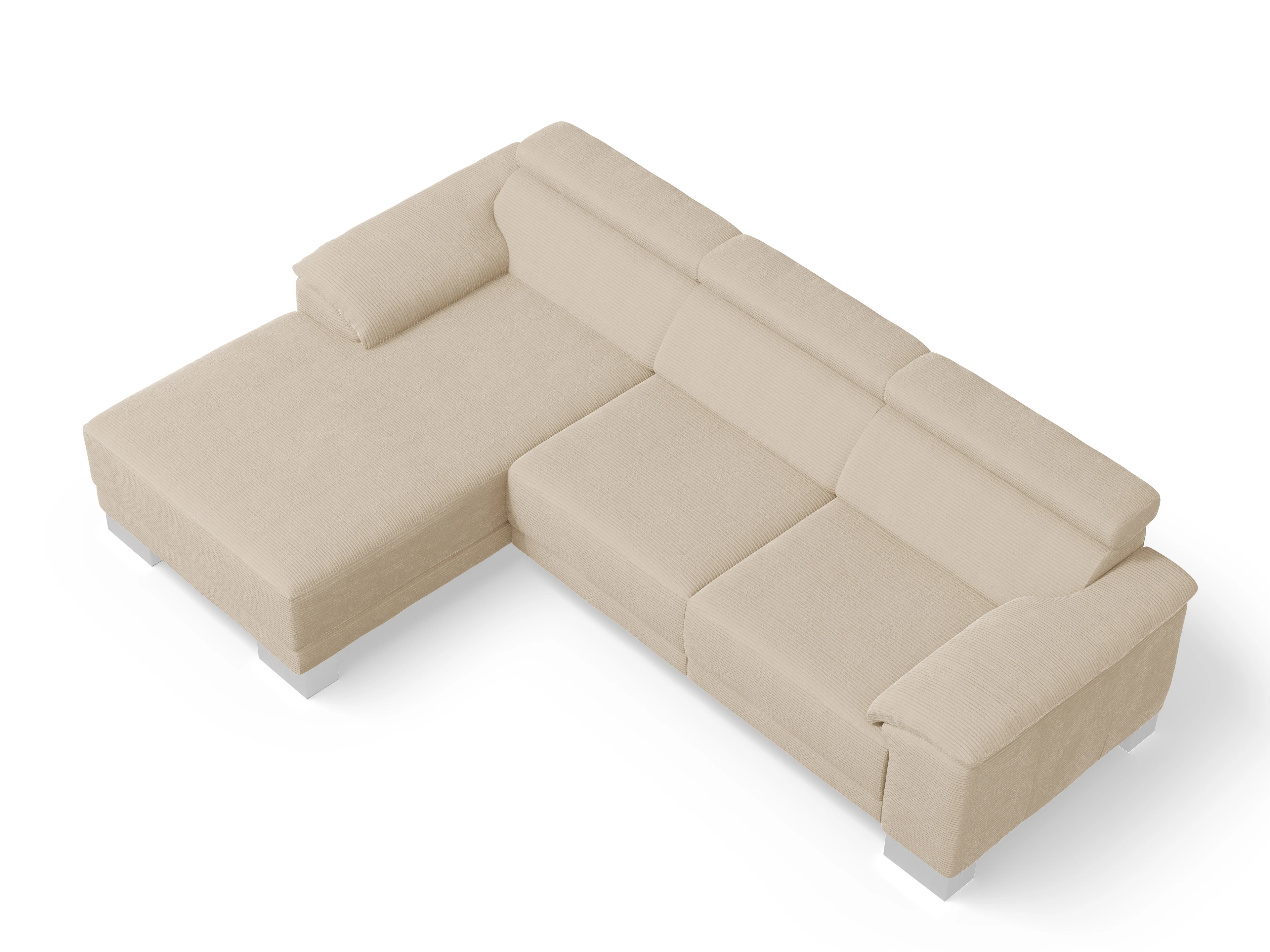 Ansicht des Produktes Antonio Ecksofa links Abschluss offen in Stoff Beige