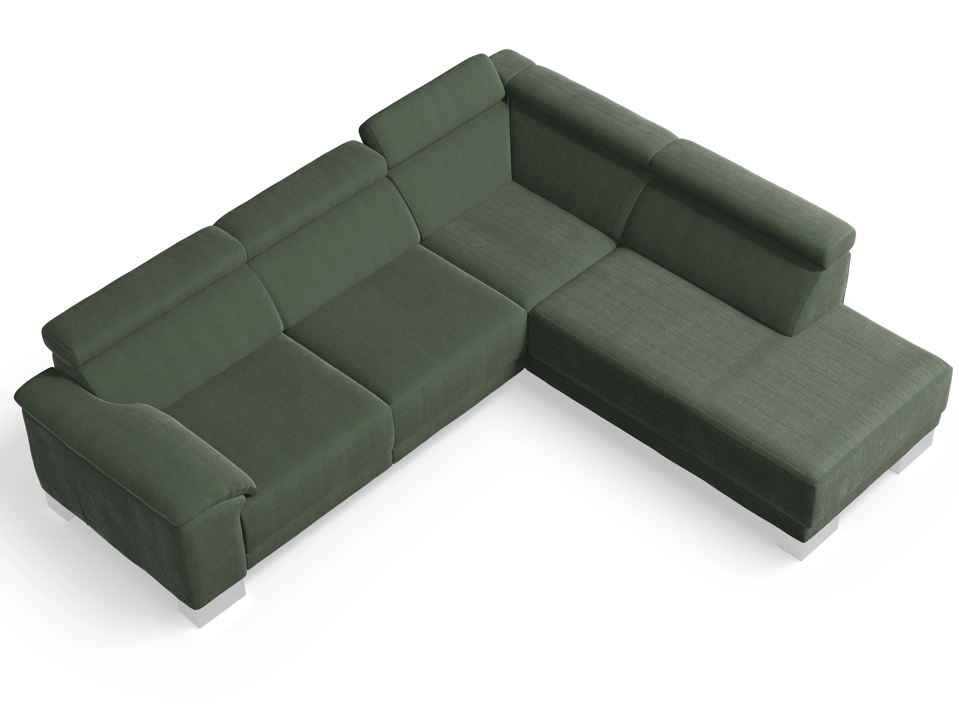 Ansicht des Produktes Antonio Ecksofa rechts Abschluss offen in Stoff Grün