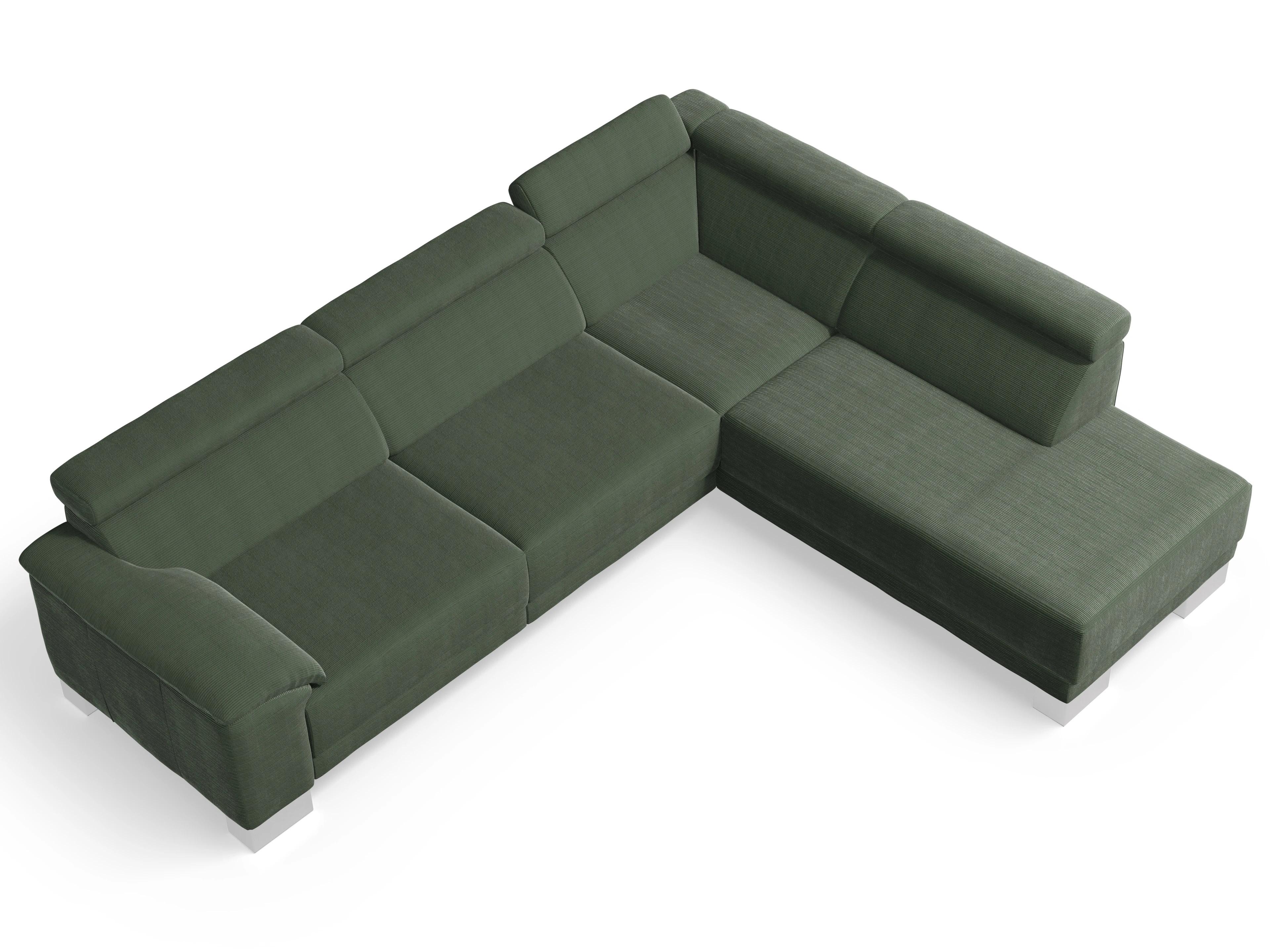 Ansicht des Produktes Antonio Ecksofa rechts Abschluss offen in Stoff Grün