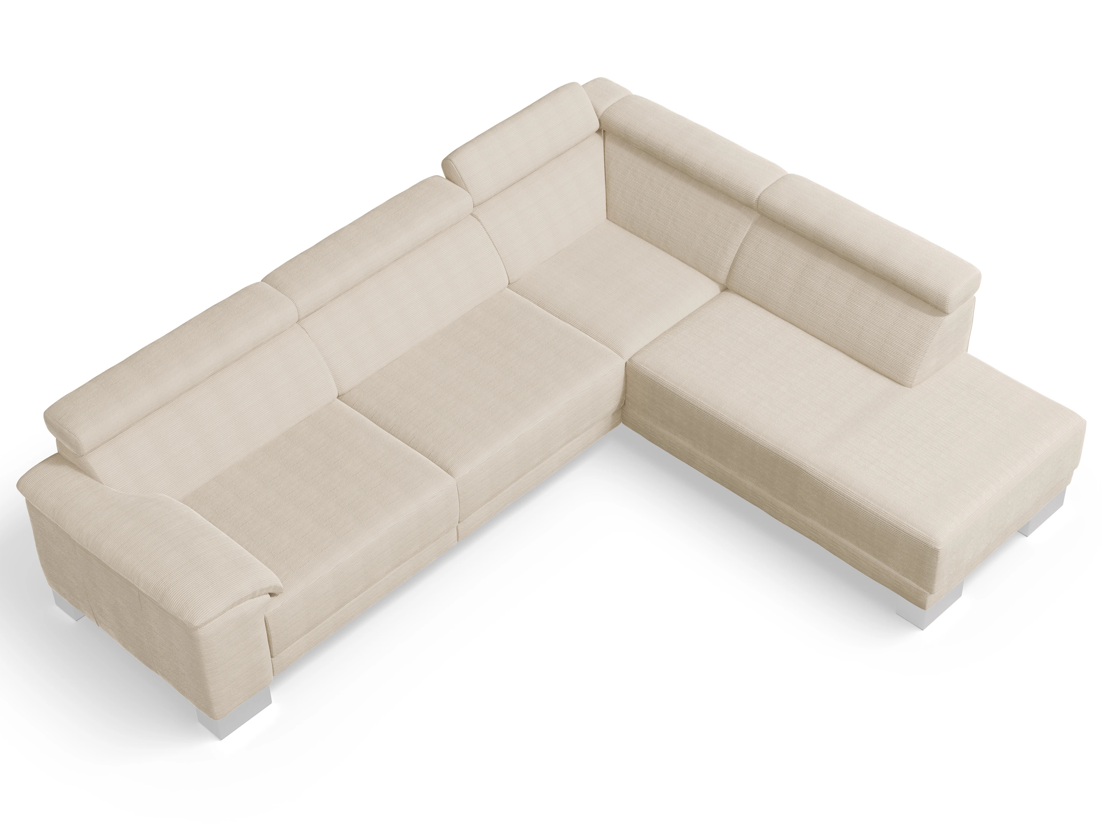 Antonio Ecksofa UM Large Plus R Ansicht des Produktes Antonio Ecksofa rechts Abschluss offen in Stoff Weiss