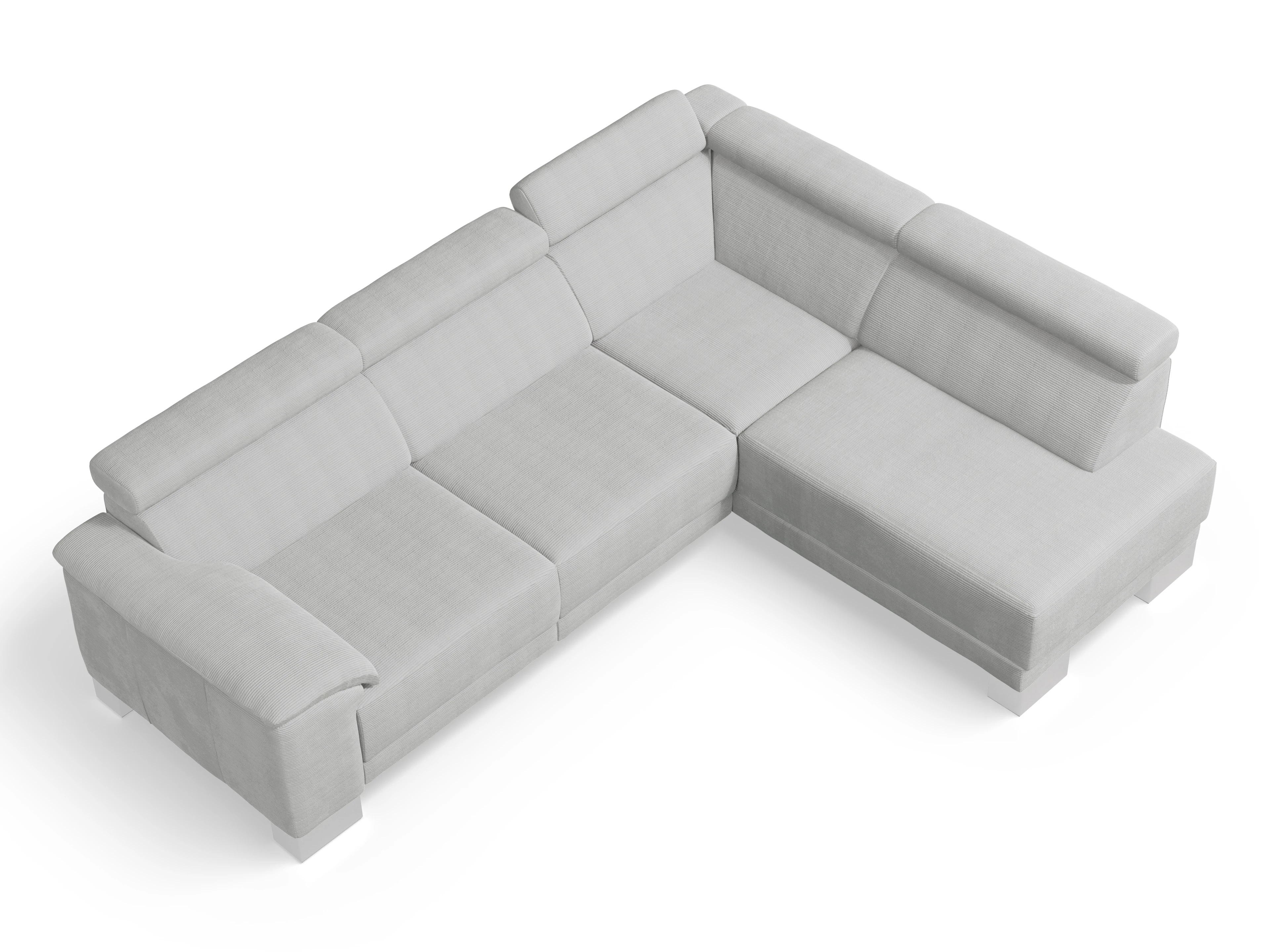 Ansicht des Produktes Antonio Ecksofa rechts Abschluss offen in Stoff Grau
