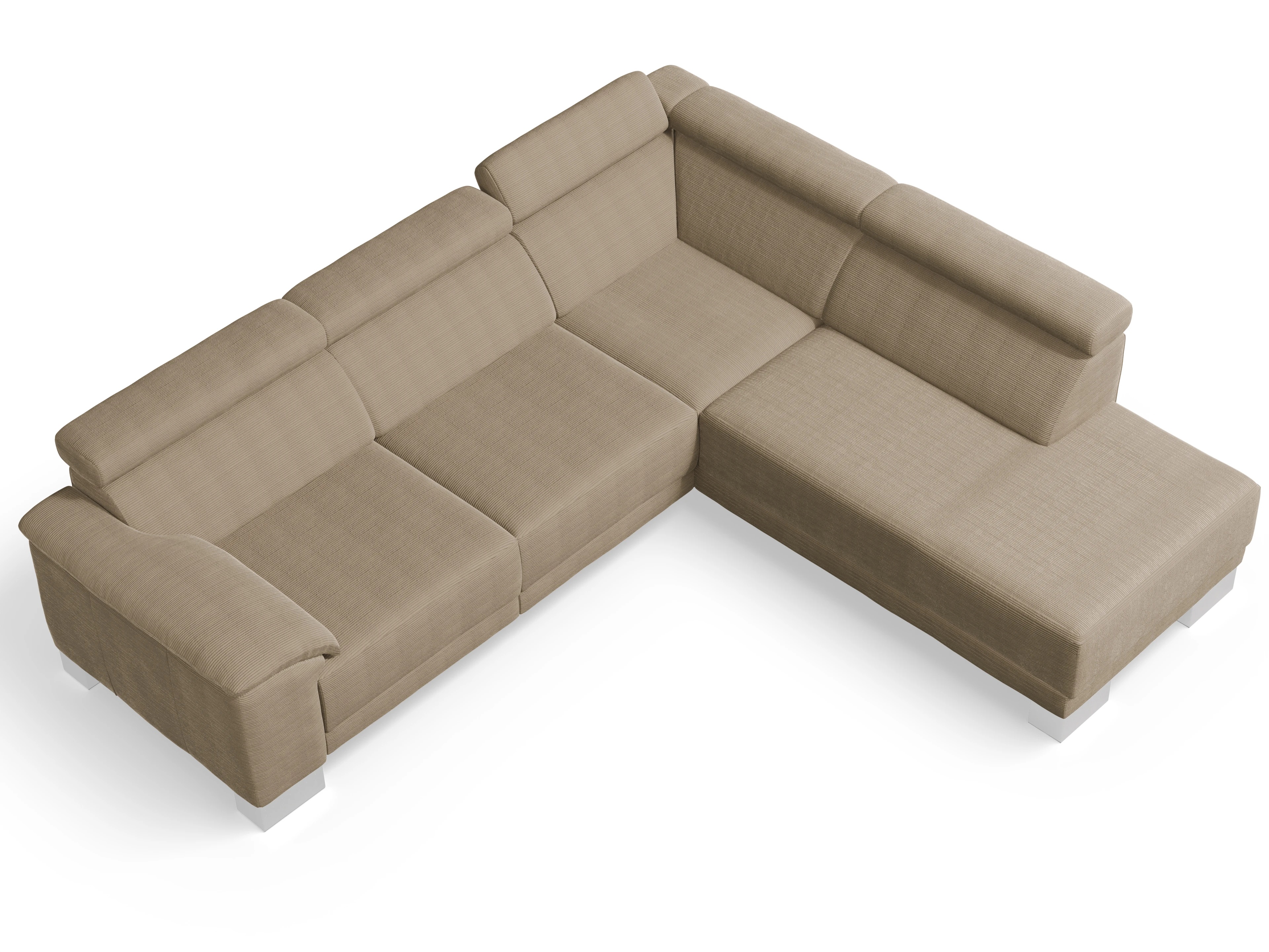 Ansicht des Produktes Antonio Ecksofa rechts Abschluss offen in Stoff Braun