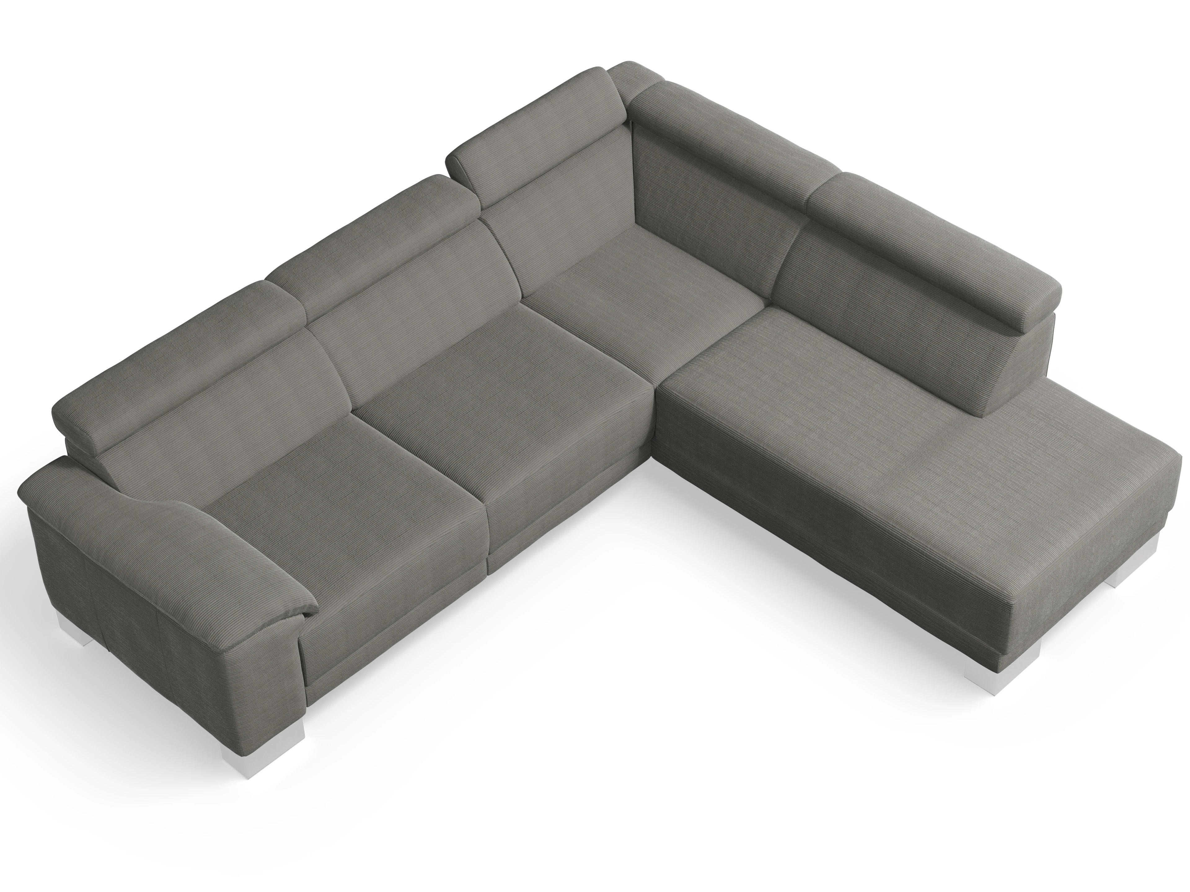 Ansicht des Produktes Antonio Ecksofa rechts Abschluss offen in Stoff Grau