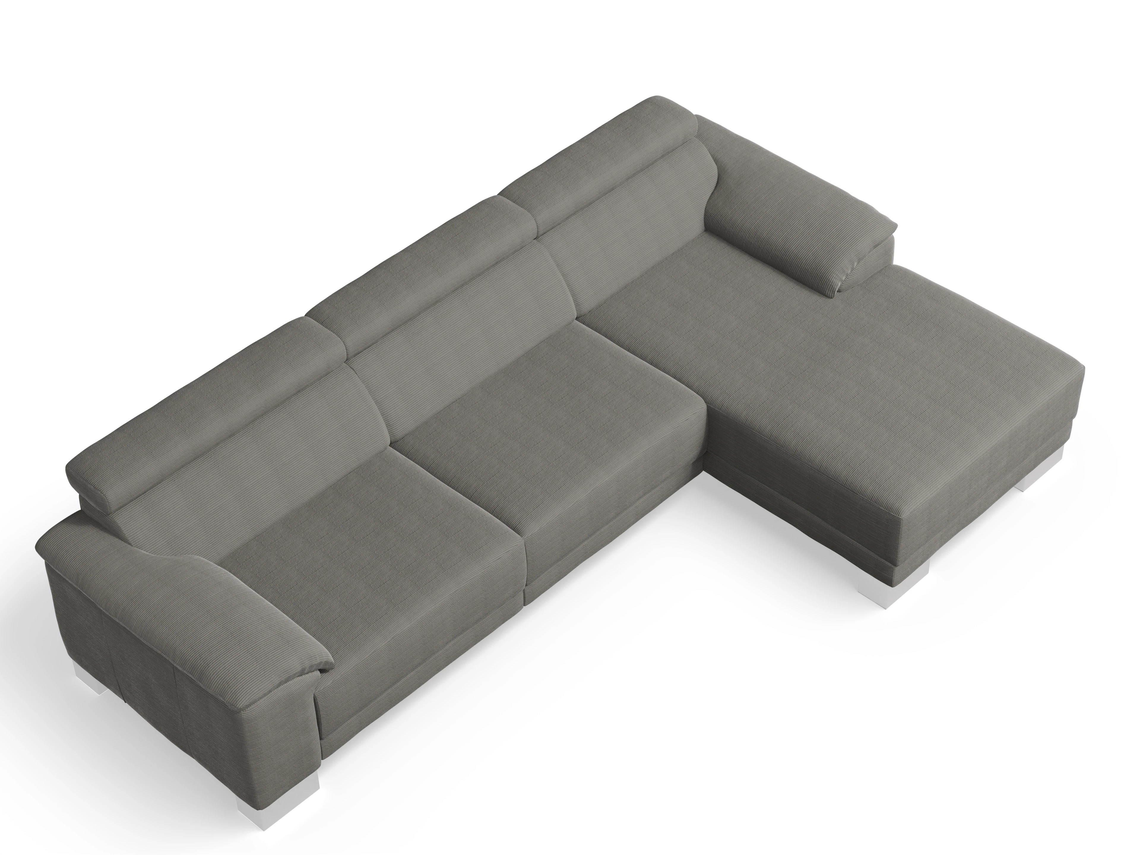 Antonio Ecksofa LO Large R Ansicht des Produktes Antonio Ecksofa rechts Abschluss offen in Stoff Grau