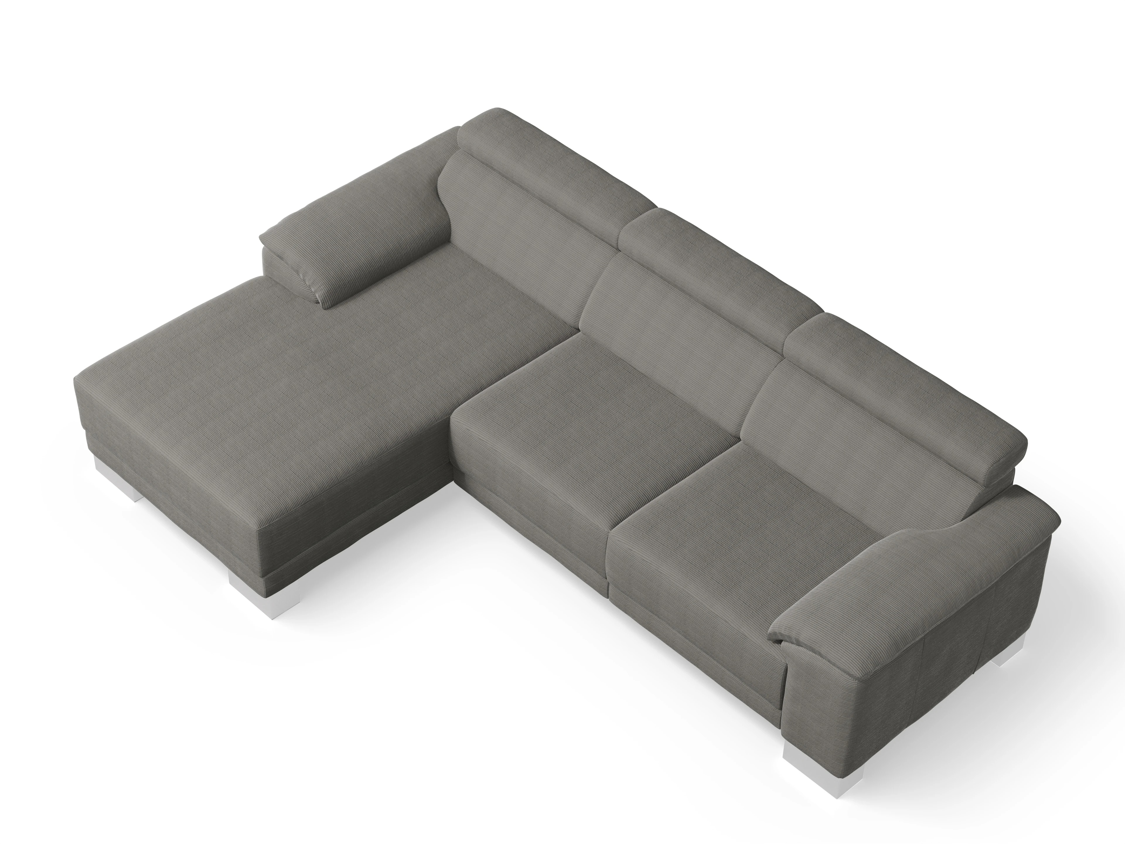 Ansicht des Produktes Antonio Ecksofa links Abschluss offen in Stoff Grau