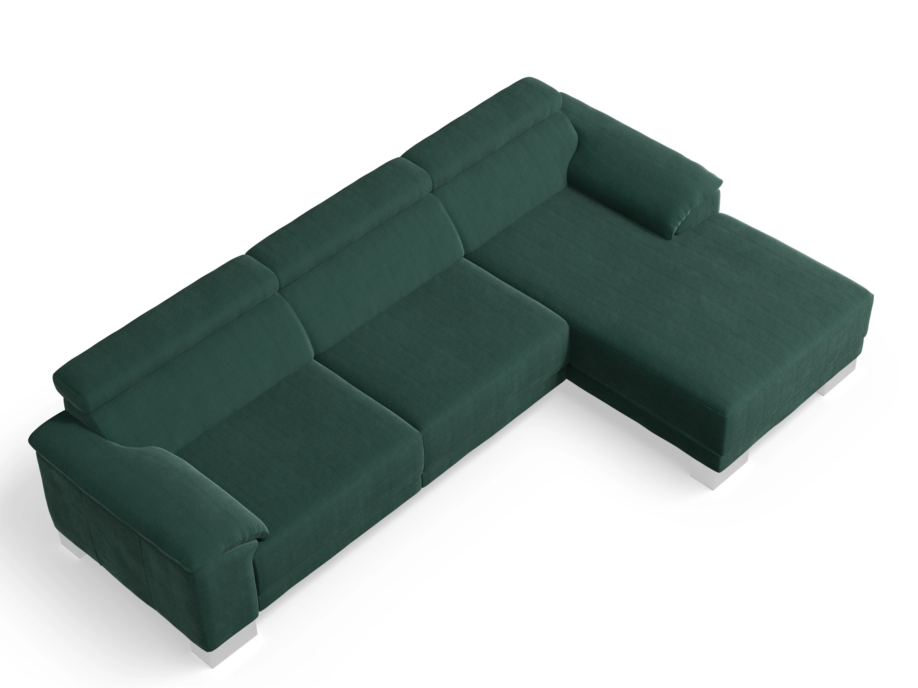 Ansicht des Produktes Antonio Ecksofa rechts Abschluss offen in Stoff Grün