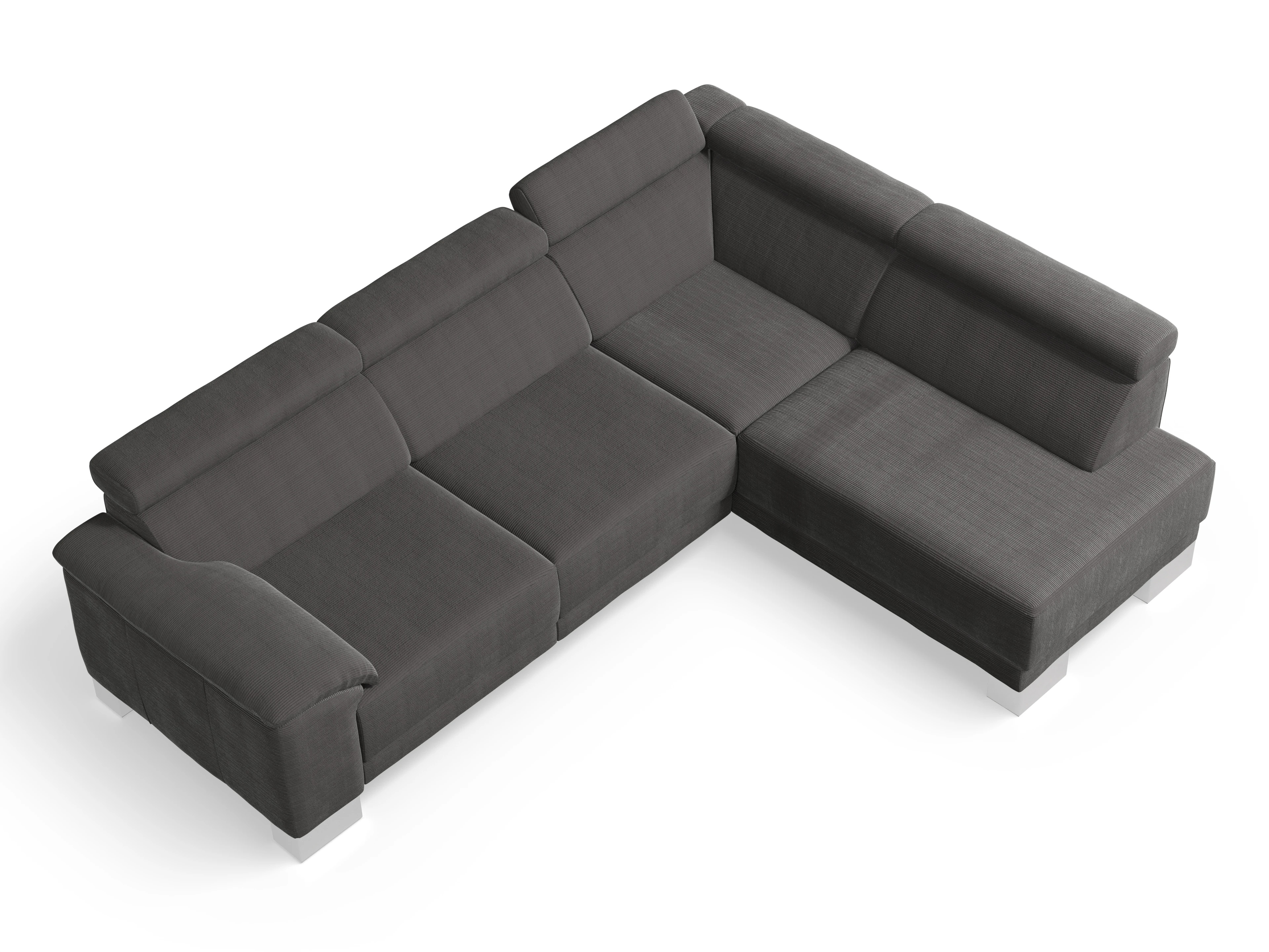 Ansicht des Produktes Antonio Ecksofa rechts Abschluss offen in Stoff Grau